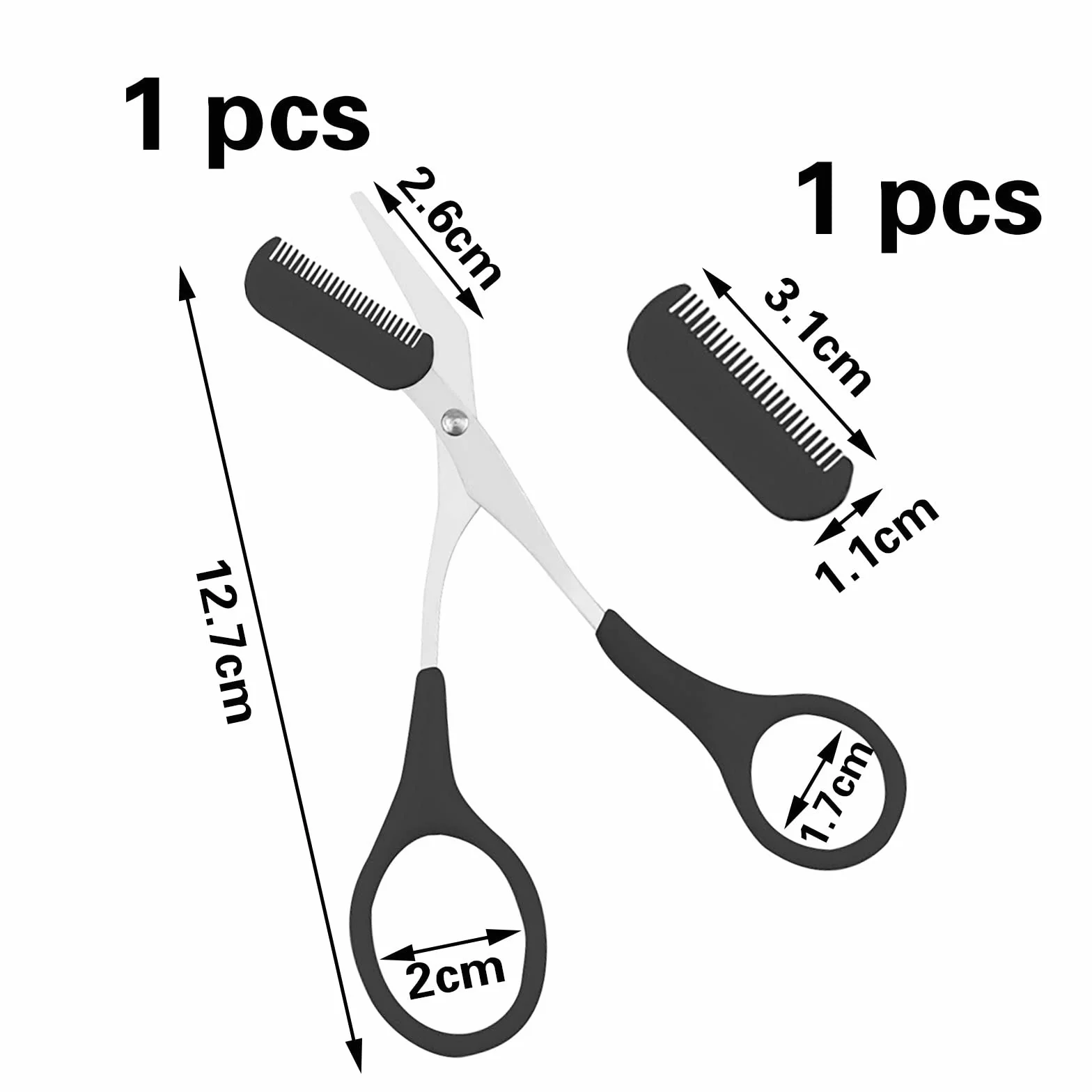 Ciseaux à Sourcils Homme avec Peigne, Taille Soins Noir