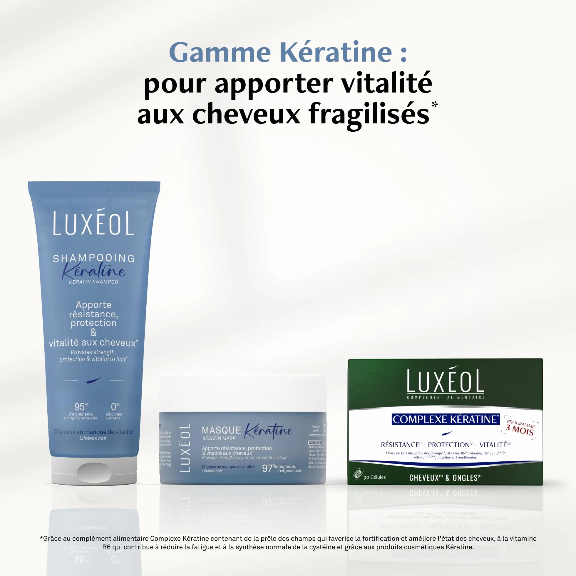 Luxéol Complexe Kératine 3 mois Complément alimentaire Cheveux & Ongles 90 Gélules