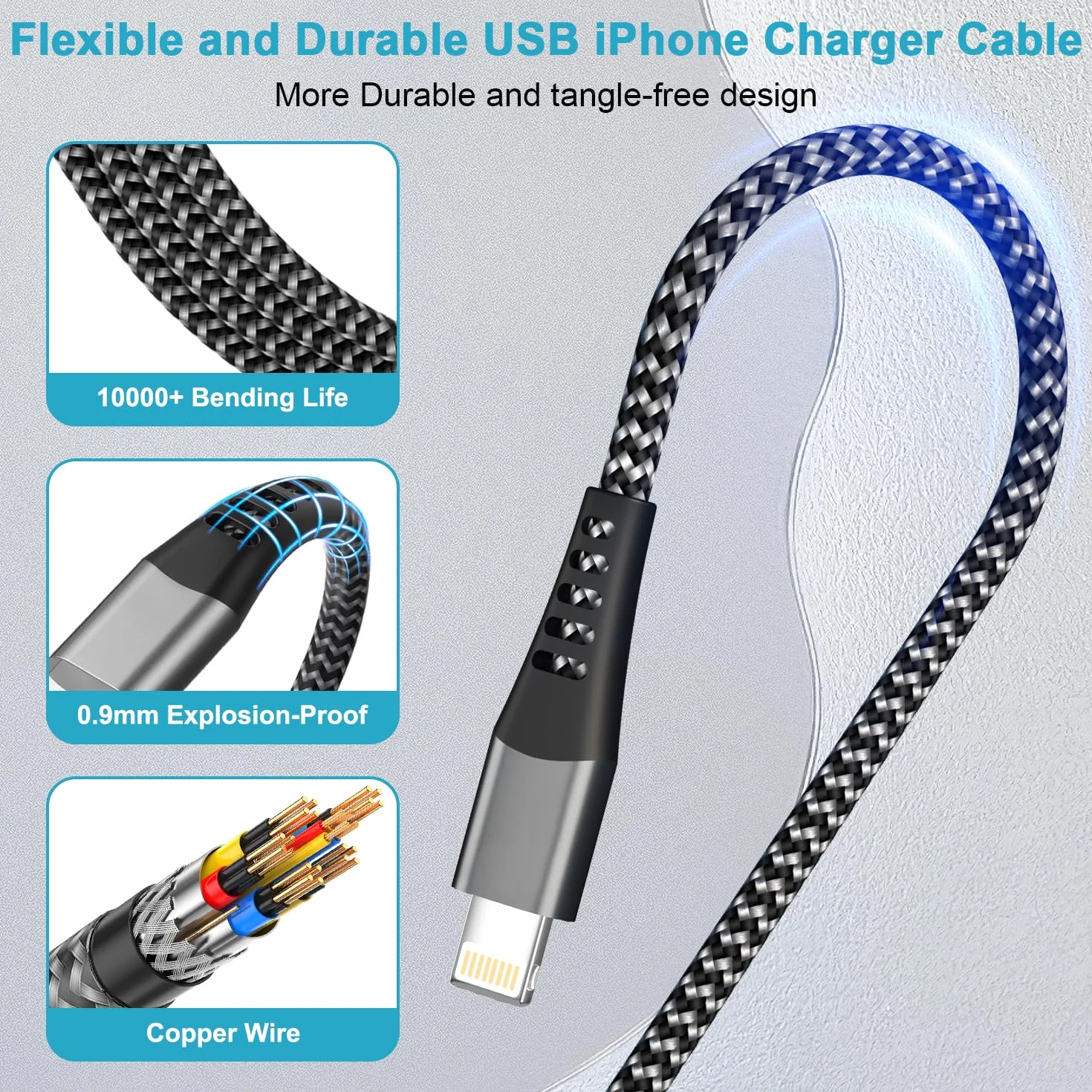 Câble iPhone Court MFi 30cm 2Pack, Câble Lightning USB Charge Rapide Nylon pour iPhone 14/13/12/11/XS MAX/XR/8/7/6/SE