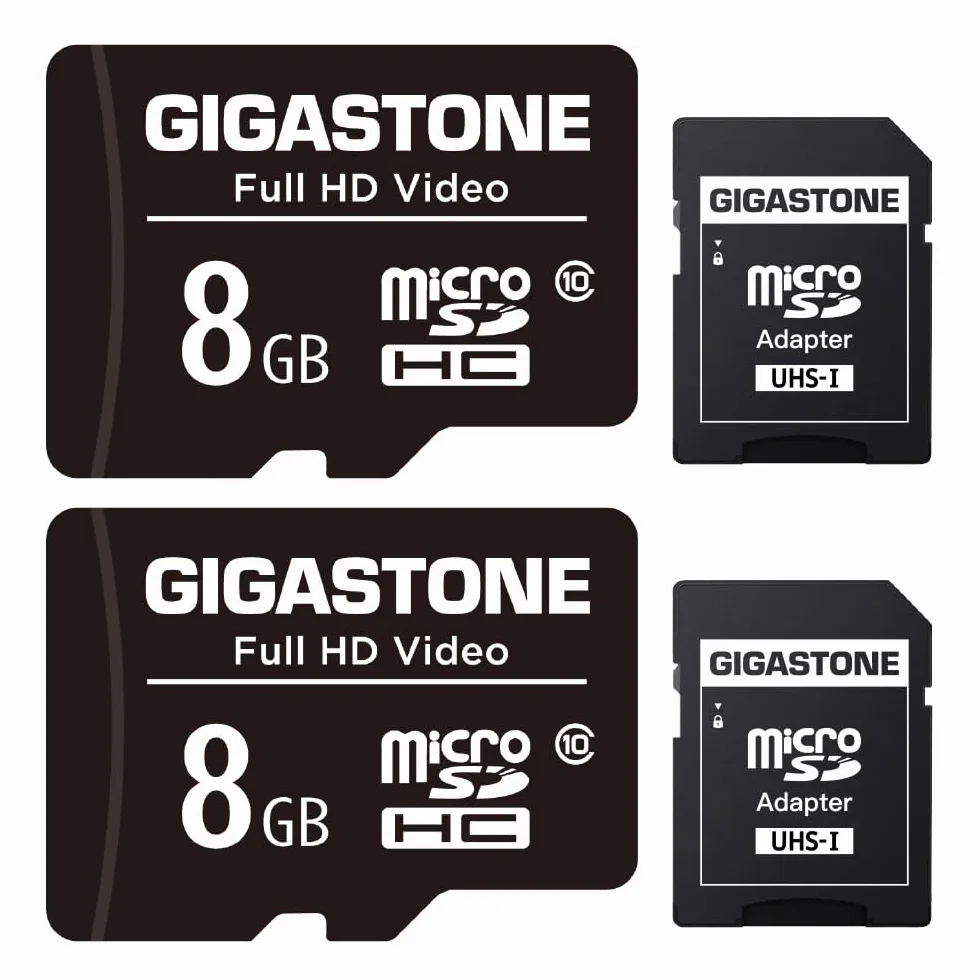 GIGASTONE Carte Mémoire Micro SDHC 8 Go Lot de 2 U1 C10 Haute Vitesse Compatible Android Gopro Samsung