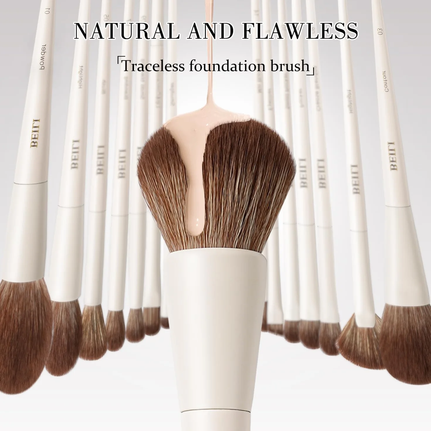 BEILI Pinceaux de Maquillage 15 PCS Set Professionnel Vegan Fond de Teint Fard à Paupières Correcteur Eyeliner