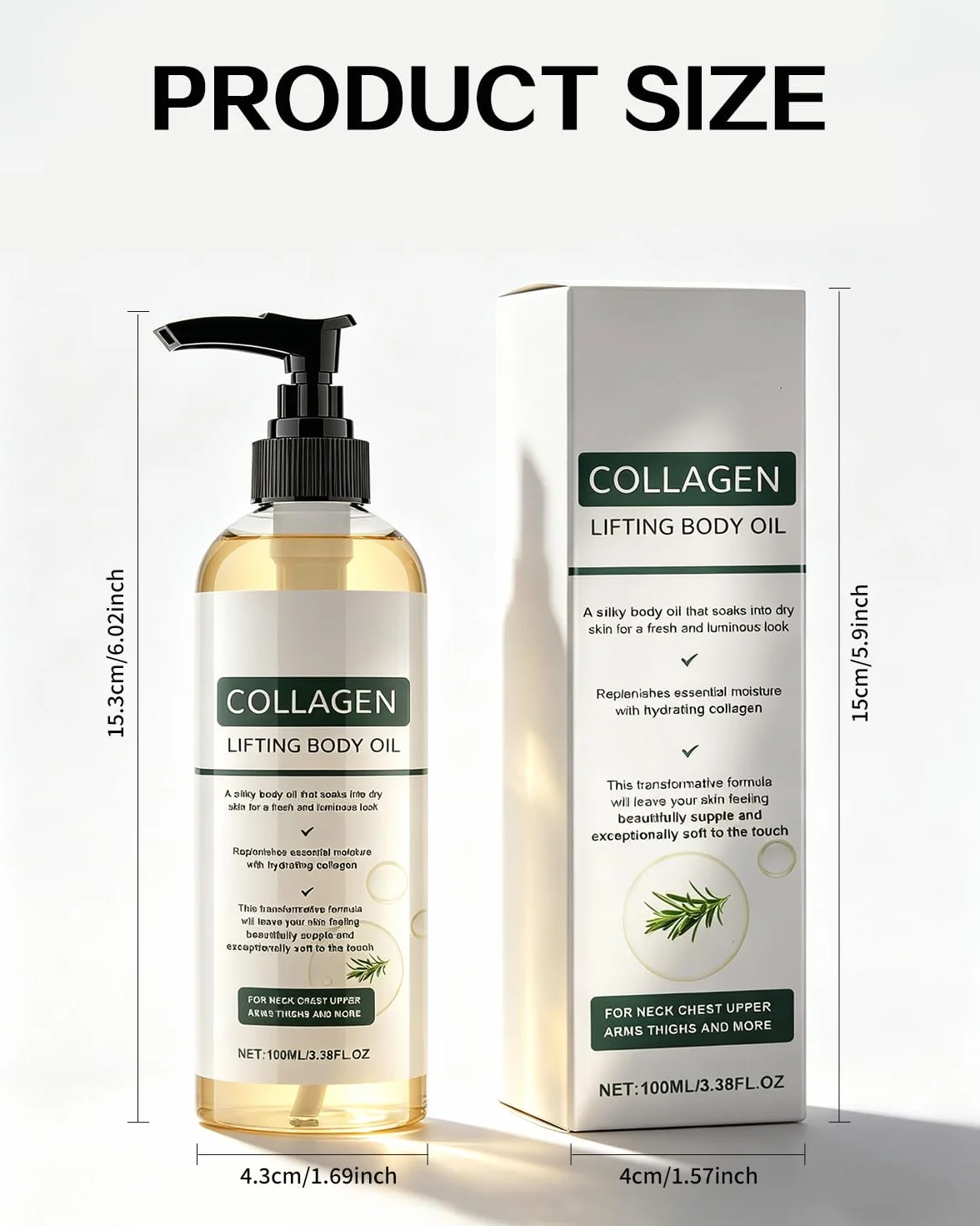 Huile Corporelle Liftante au Collagène Lot de 2 100ml Anti Cellulite Anti-vergetures Raffermissant