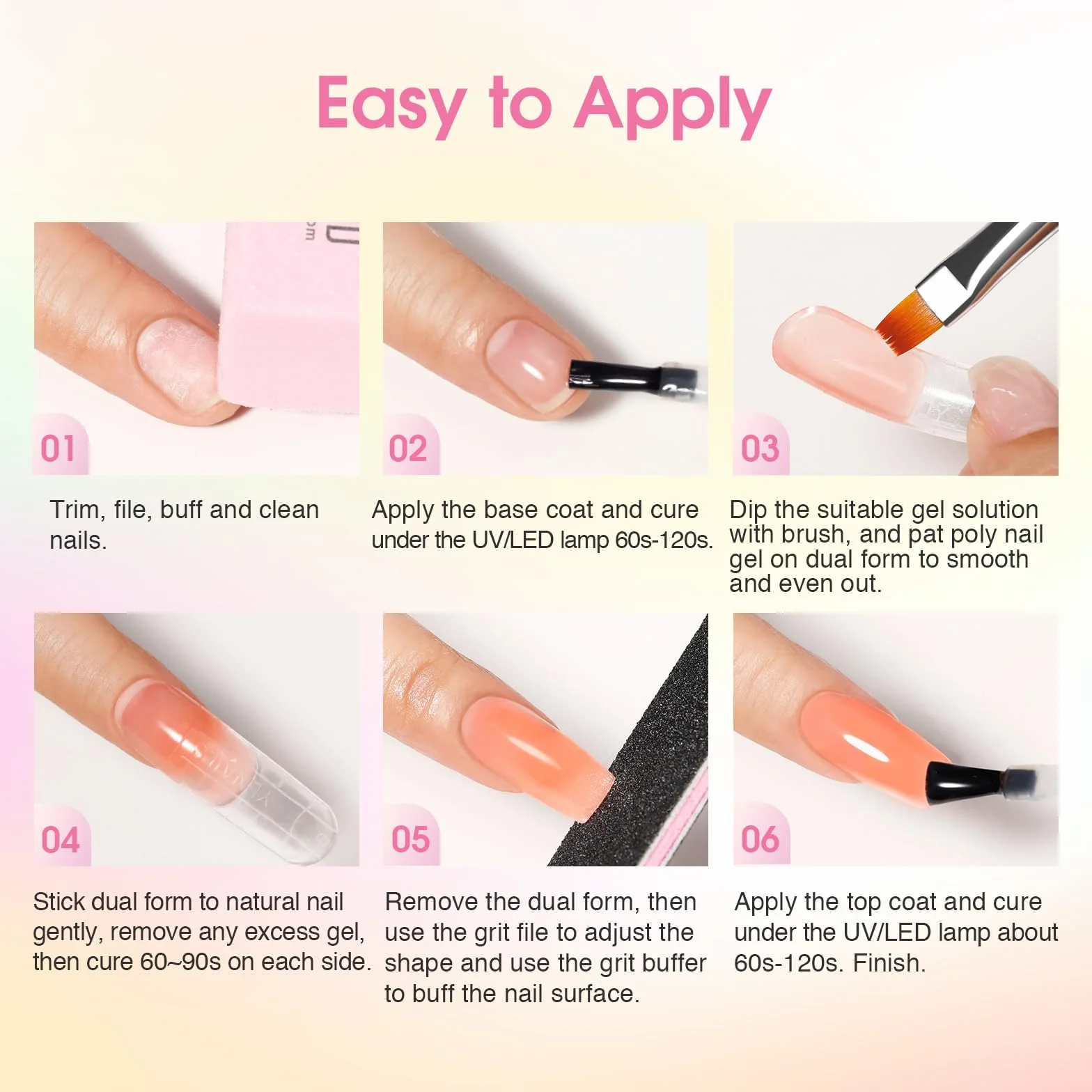 ROSALIND Acrygel Kit Complet Gel Extension d'Ongle 16 Couleurs 10 ml Lampe UV Base Top Coat Outils Manucure