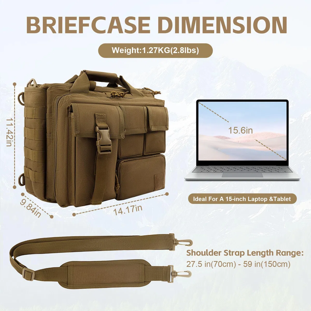 GES Multifonction Mens Outdoor Tactique en Nylon pour Ordinateur Portable épaule Messenger Bag Porte-Documents Sacs à Main Assez Grand pour 15.6" Ordinateur Portable/Appareil Photo