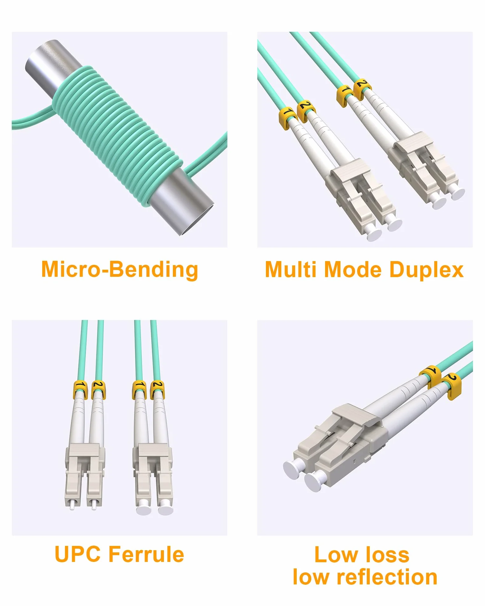Lot de 5 câbles de raccordement en fibre optique multimode OM3 LC-LC 10G LSZH 50/125 μm - 10 m