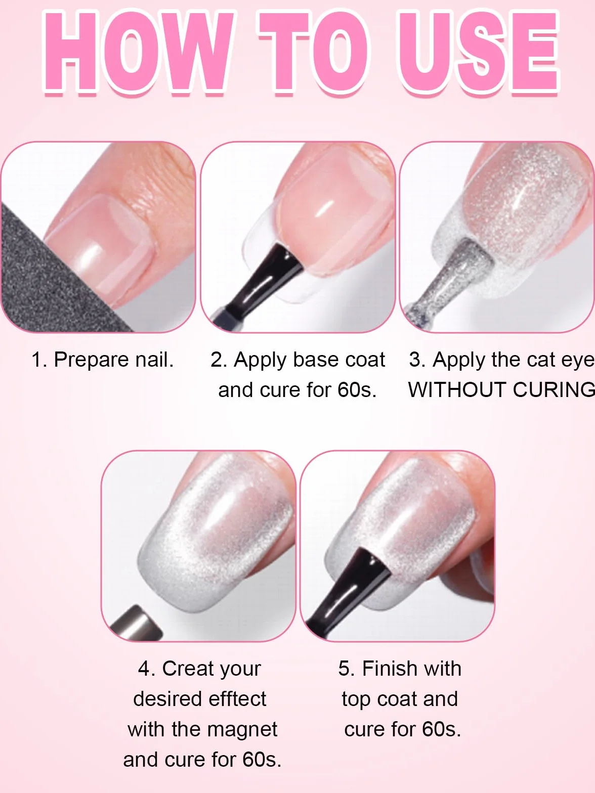 TOROKOM Magnétique Cat Eye 54PCS Outils 3-en-1 Nail Art Vernis Gel Aimants Ongles Œil de Chat