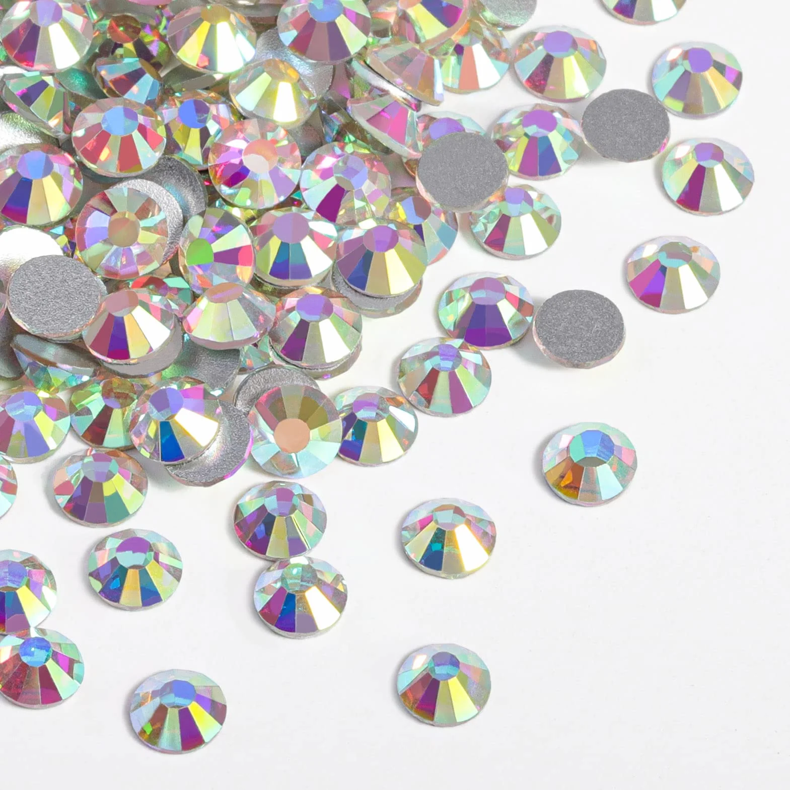 Beadsland 1440 PCS Strass à Dos Plat Pierres Précieuses Rondes pour Nail Art et Craft, Cristal AB SS20 (4.6-4.8mm)