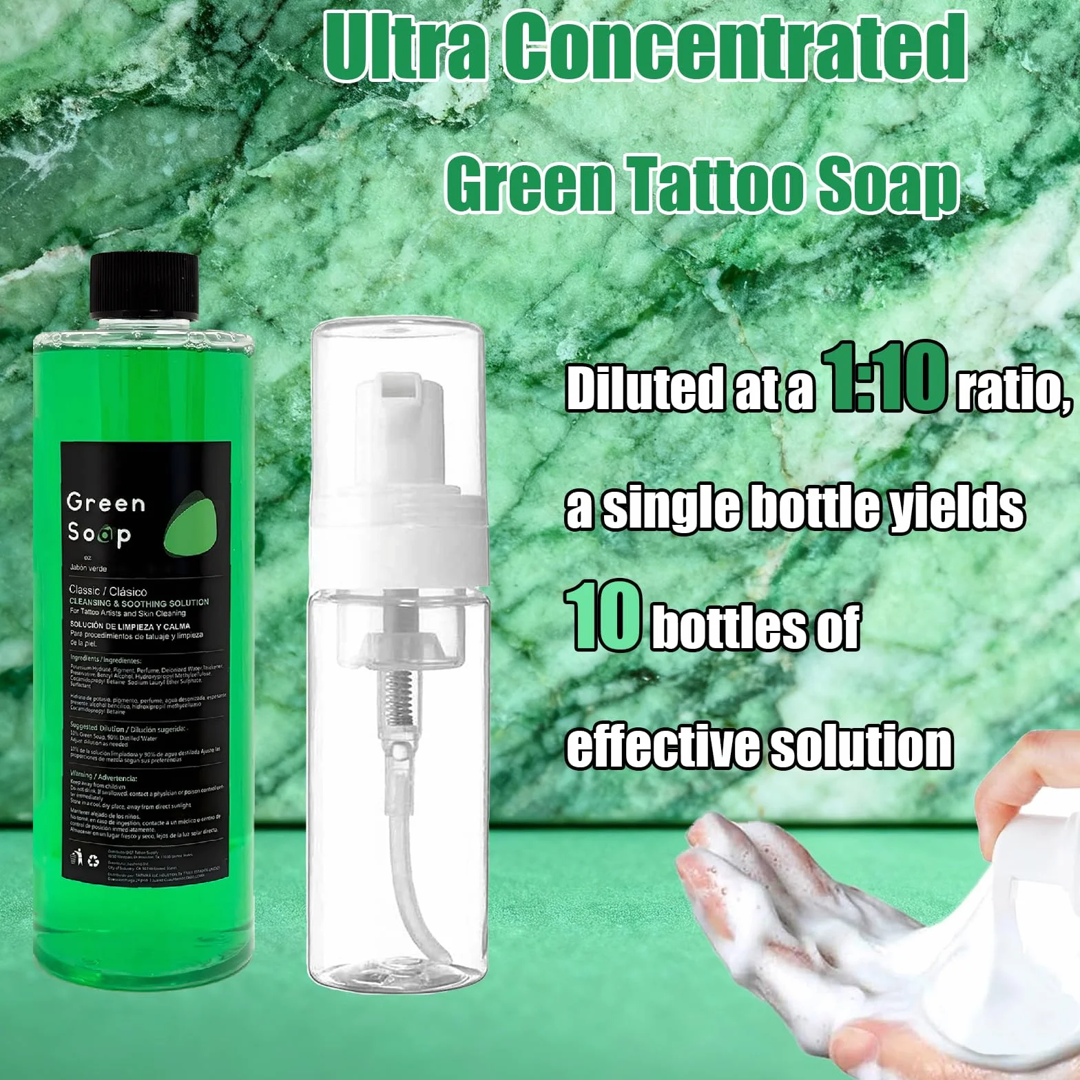 Unihuby Savon de Tattoo 250ml Bouteille en Mousse Kit de Nettoyage pour Tatouage