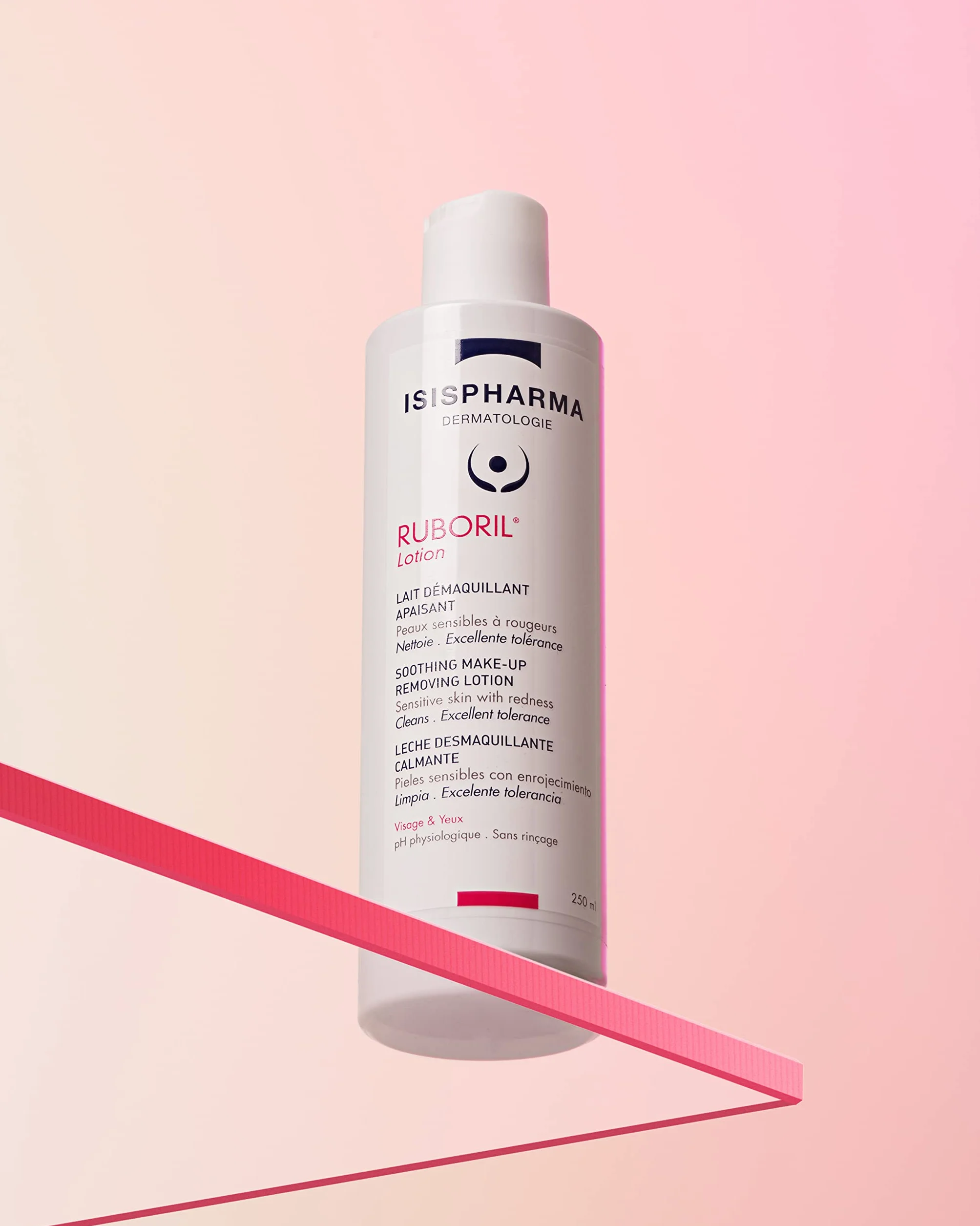 ISISPHARMA RUBORIL Lotion Lait Démaquillant Apaisant 250 ml Peaux Sensibles Sans Rinçage Non parfumé Visage Yeux