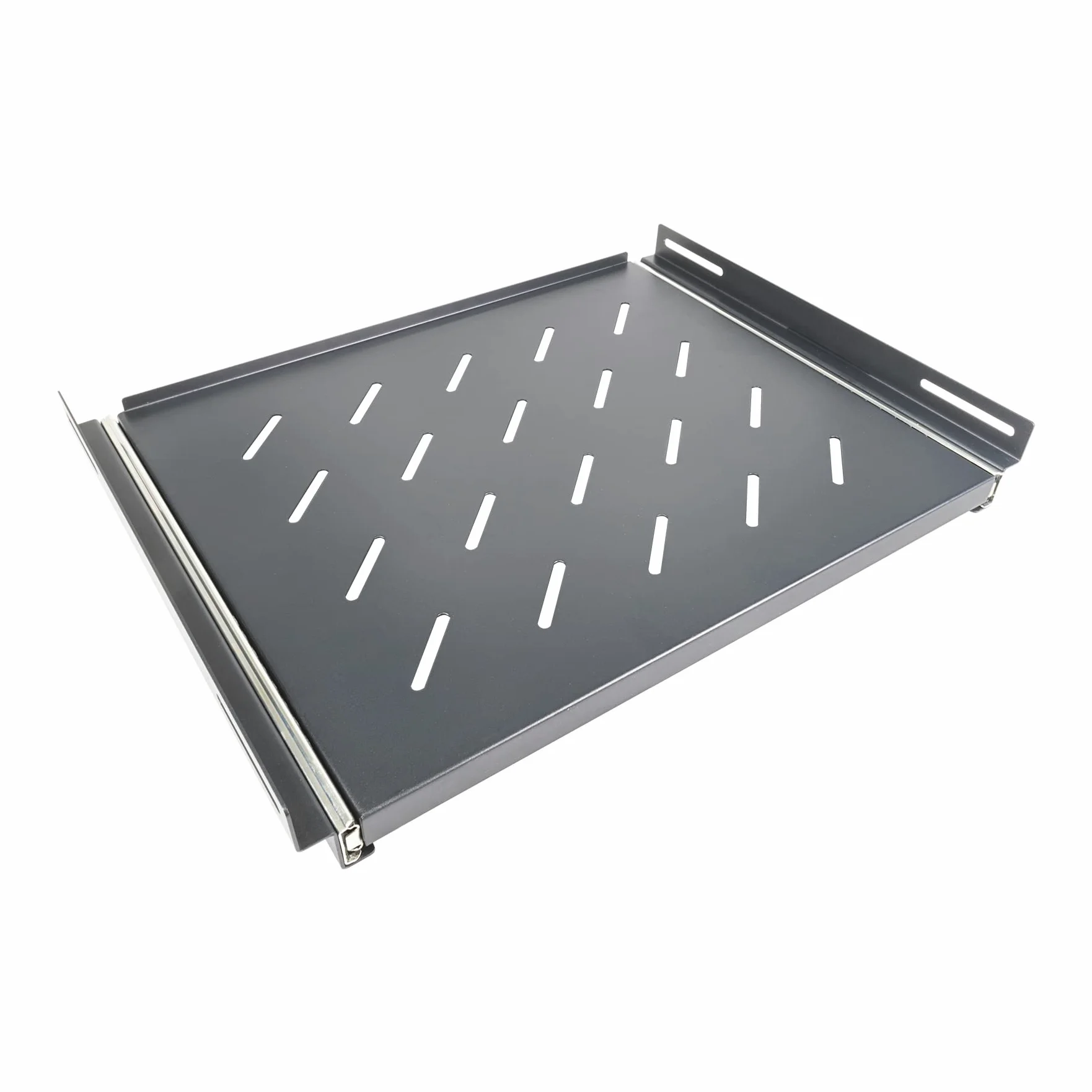 Aiten Data Plateau Coulissant en Grille 1U avec 470 mm de Large x 350 mm de Fond pour Armoire Rack de Sol 19" avec Fond 600 mm en Acier laminé Capacité 20 kg