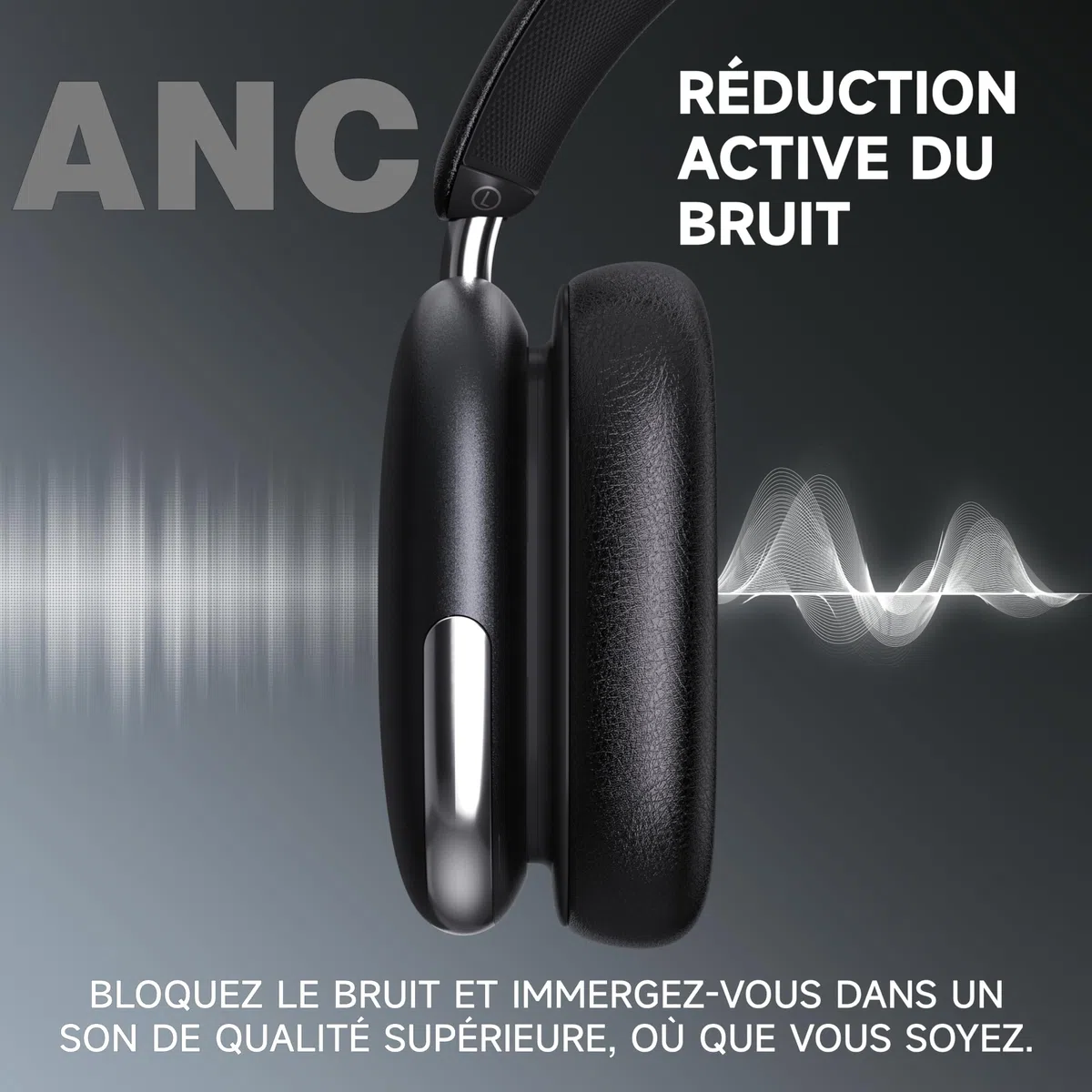 Freepods 120H Autonomie Casque Bluetooth ANC/ENC Réduction Active Bruit Pro, Casque sans Fil Over-Ear, Micro Intégré, USB-C, Appels/Voyage/Sport/Gym (Noir)