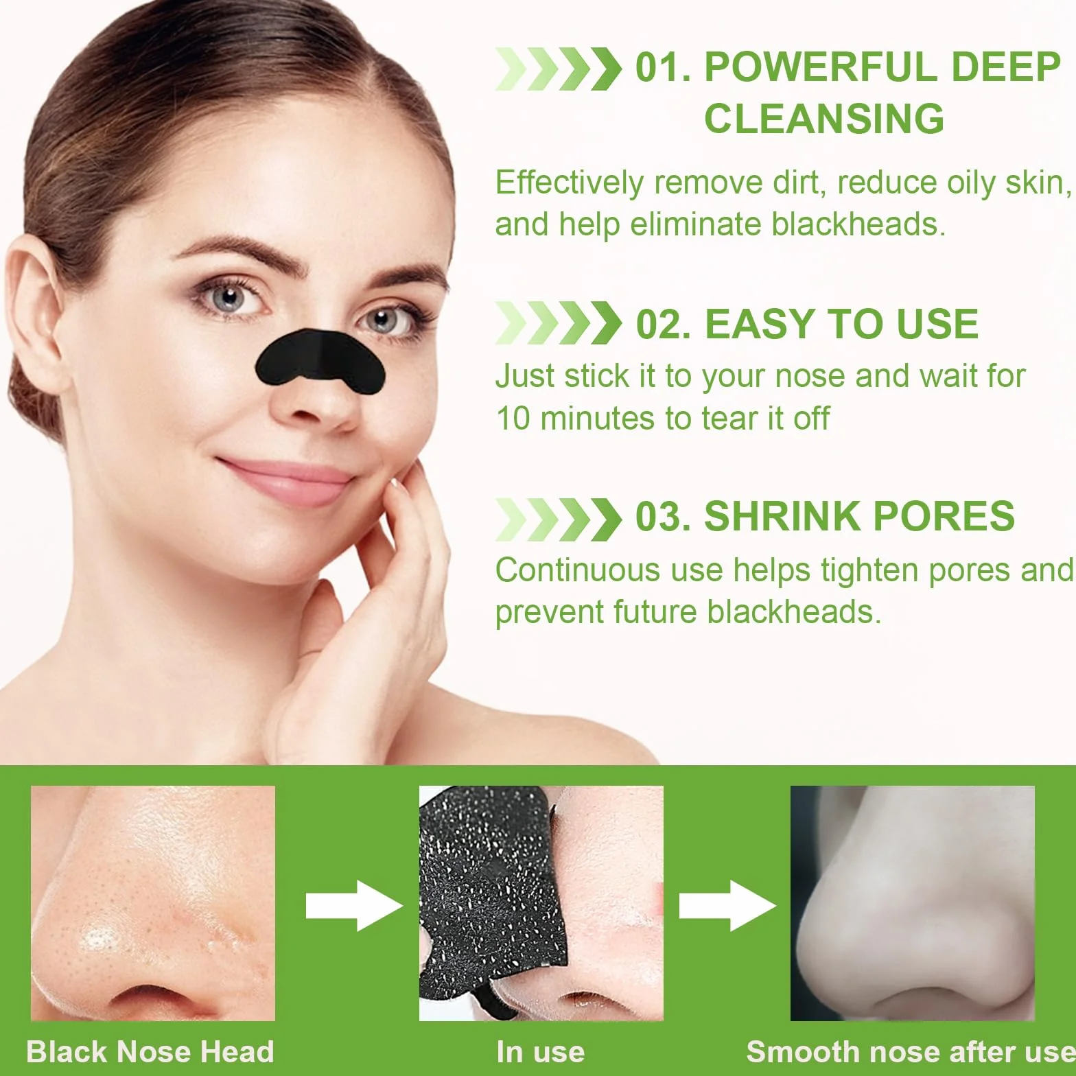 60 Pcs Patch Anti Points Noirs Nez Visage pour Homme et Femme