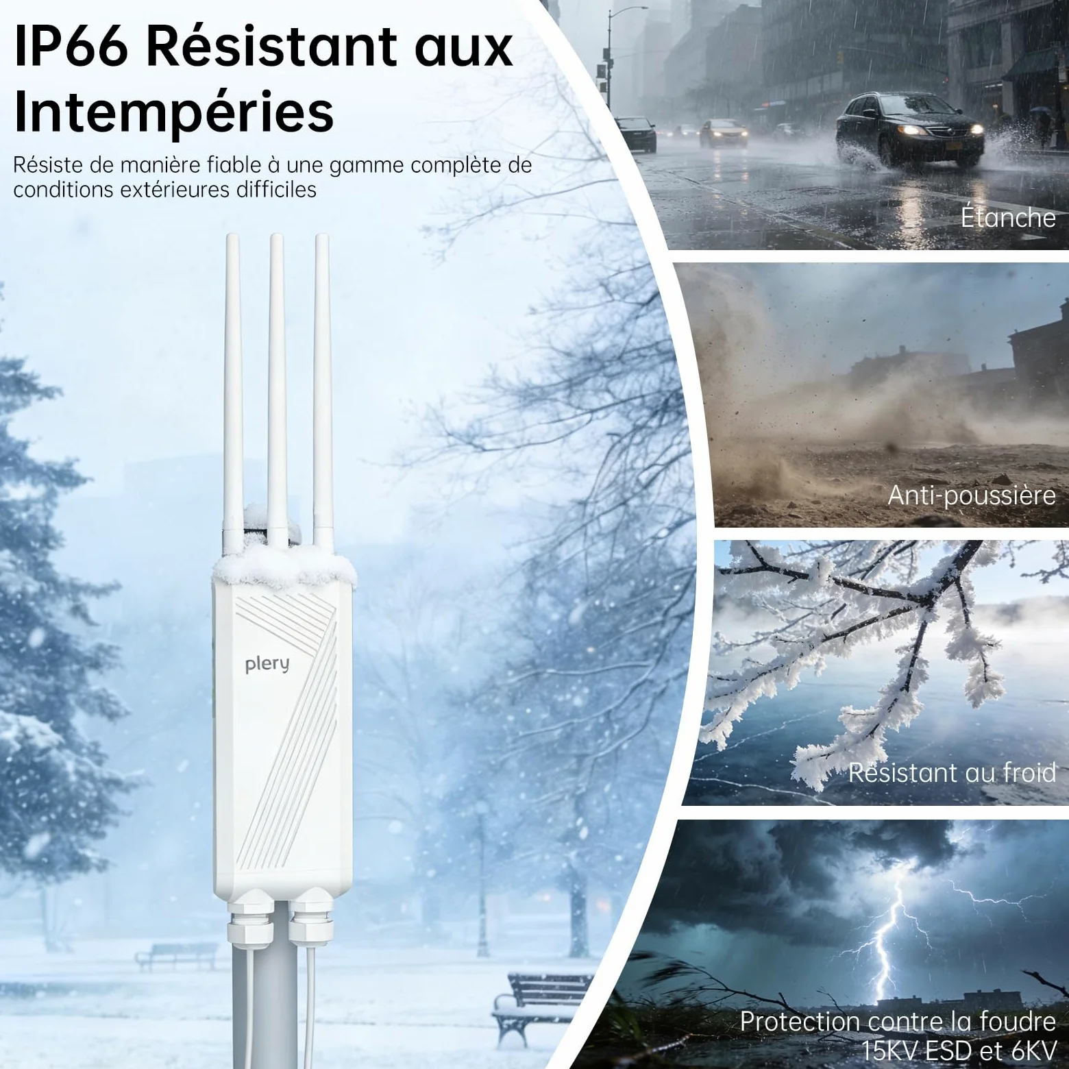 BE3600 Repeteur WiFi 7 Exterieur Point d'accès Extérieur avec POE | Double Bande 5GHz/2.4GHz Gigabit Port Répéteur WiFi Puissant Amplificateur Extérieur 3 * 5dBi Antenne WiFi Longue Portée WPA3