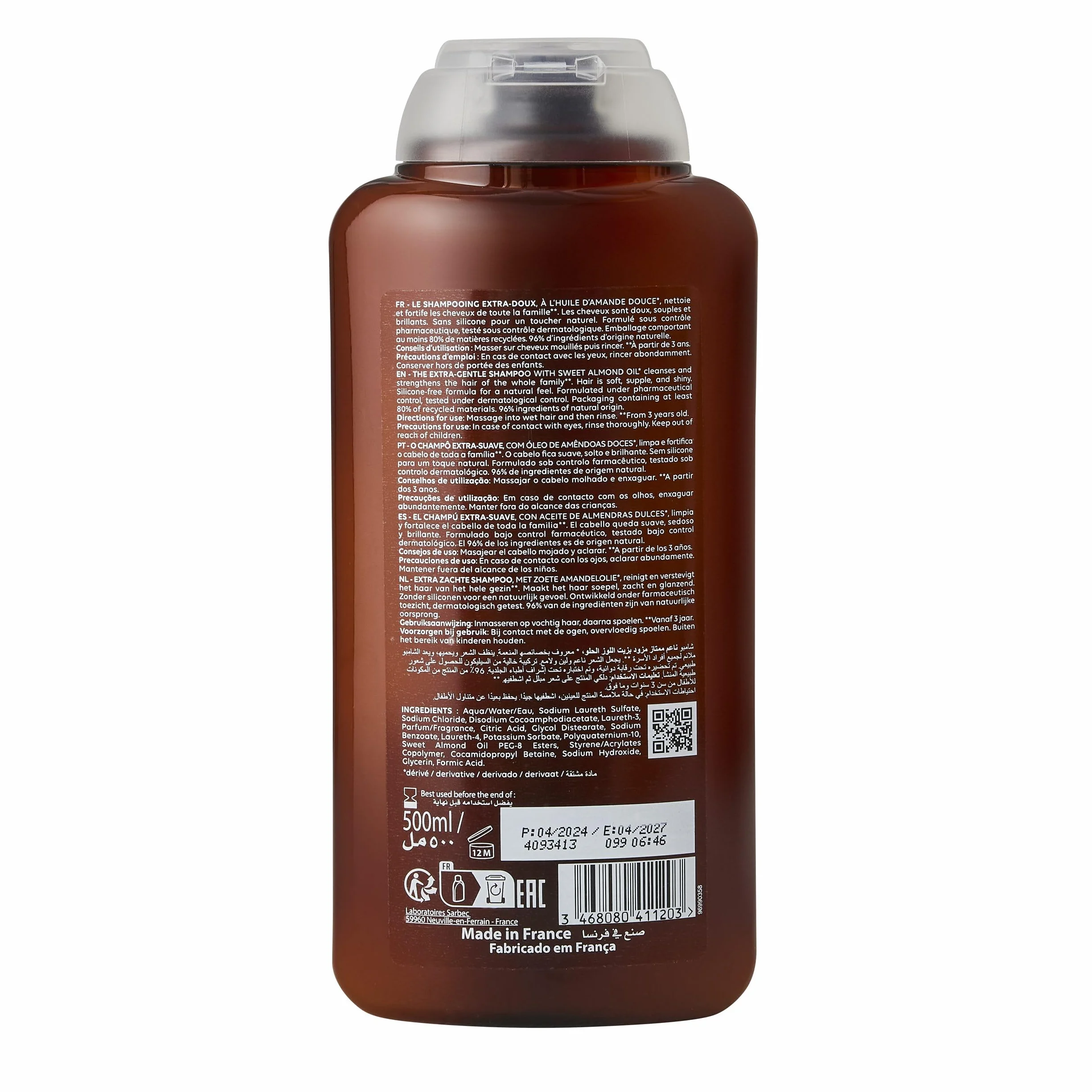 Corine de Farme Shampooing Extra-Doux à l’Huile d’Amande Douce 500 ml