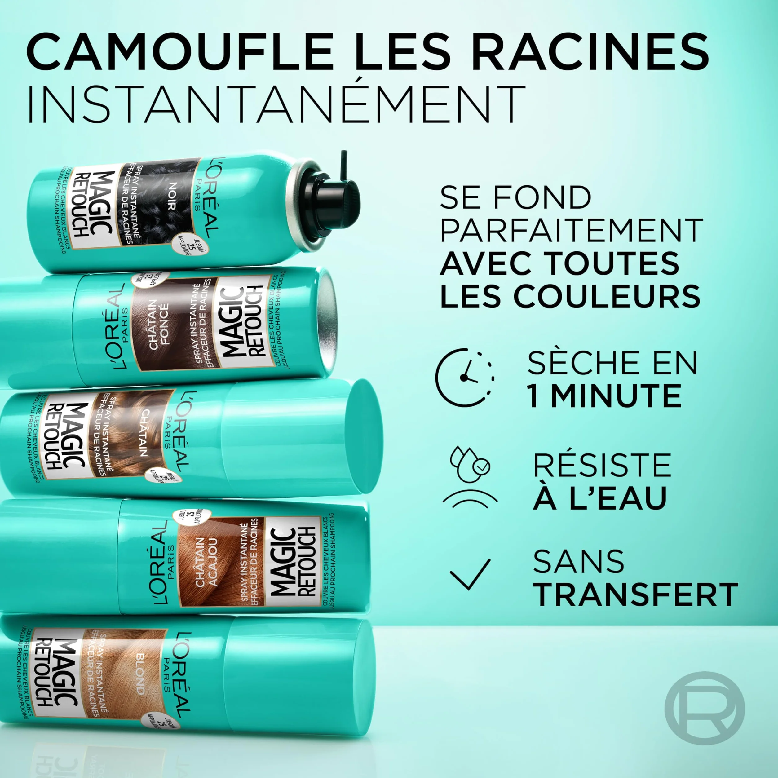 L’ORÉAL PARIS Magic Retouch Spray Instantané Correcteur de Racines & Cheveux Blancs, Châtain Foncé, 2x75ml