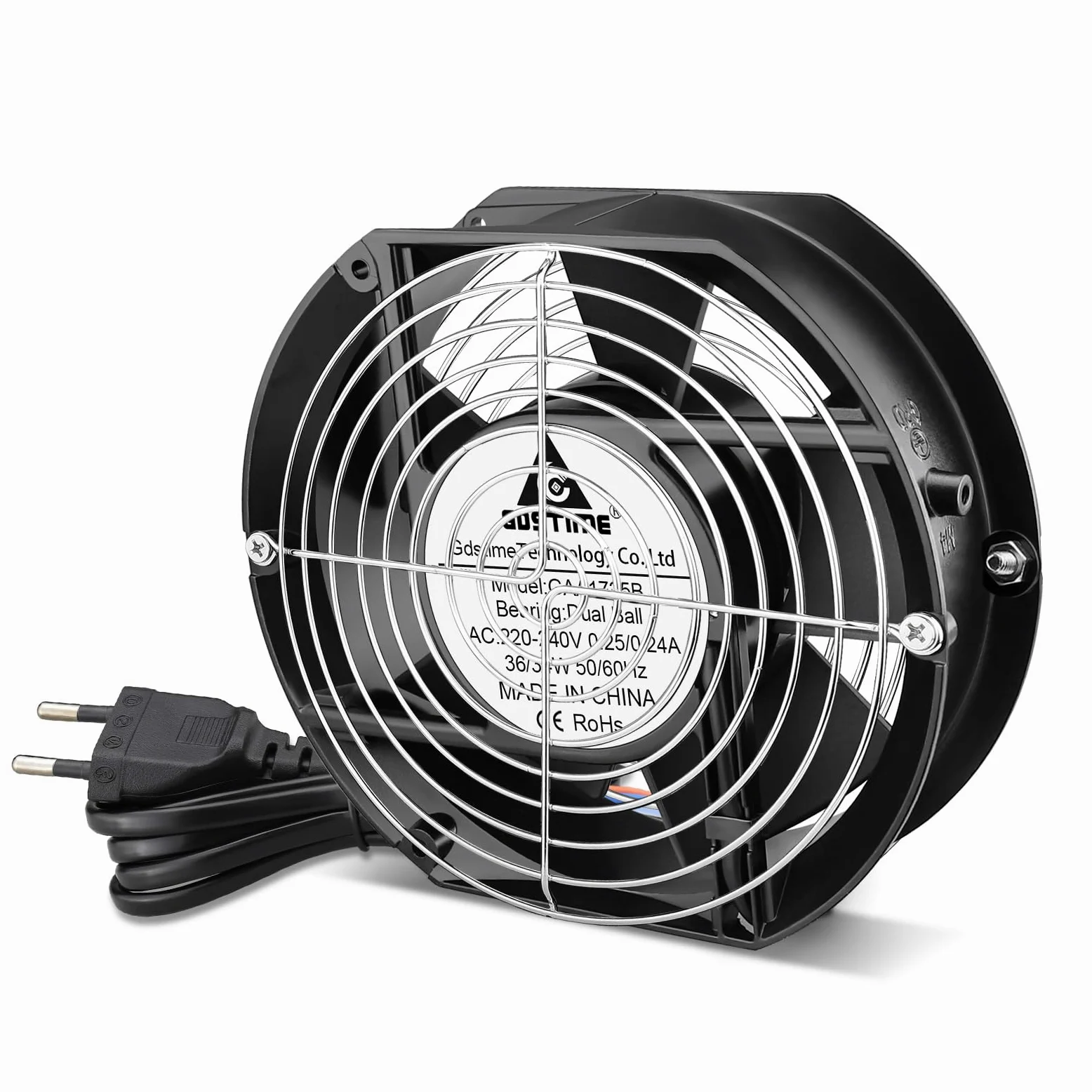 GDSTIME Ventilateur 220V 172 x 150 x 51mm Fan 230V à roulement à billes | ventilateur axial 172mm 230v Puissant Ventilateur 220V 205CFM Cadre métallique pour PC Refroidissement Ventilation
