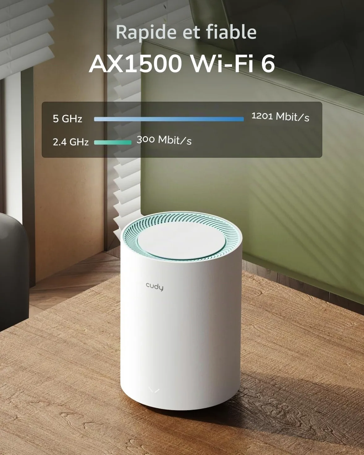 Cudy Système maillé Wi-FI 6 AX1500 pour Toute la Maison, M1500 3-Pack | Wi-Fi 6 bi-bande 1201 + 300 Mbps, 3 ports GbE, réseau maillé transparent, client VPN WireGuard, for business, pour la maison