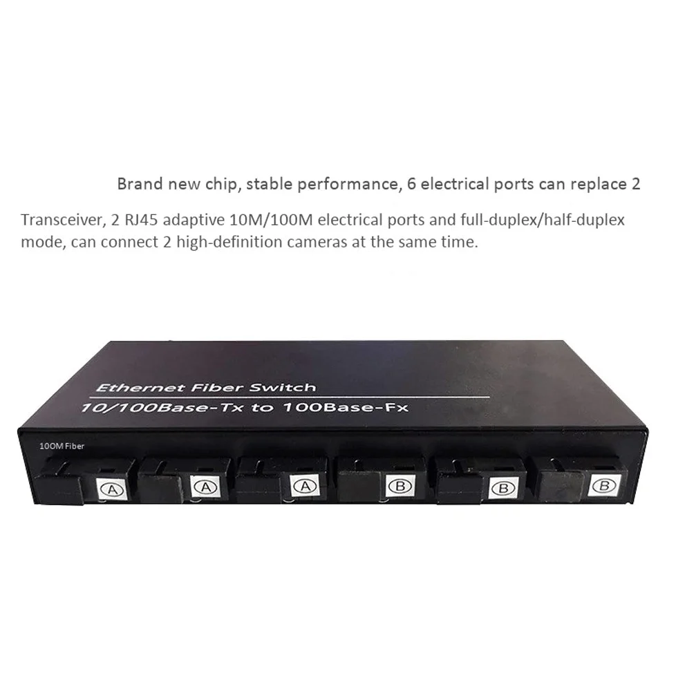 Commutateur Fast Ethernet 10 / 100M Convertir 20KM Convertisseur de MéDia à Fibre Optique en Mode Unique 2XRJ45 et 6XSC 3A3B-EU Plug