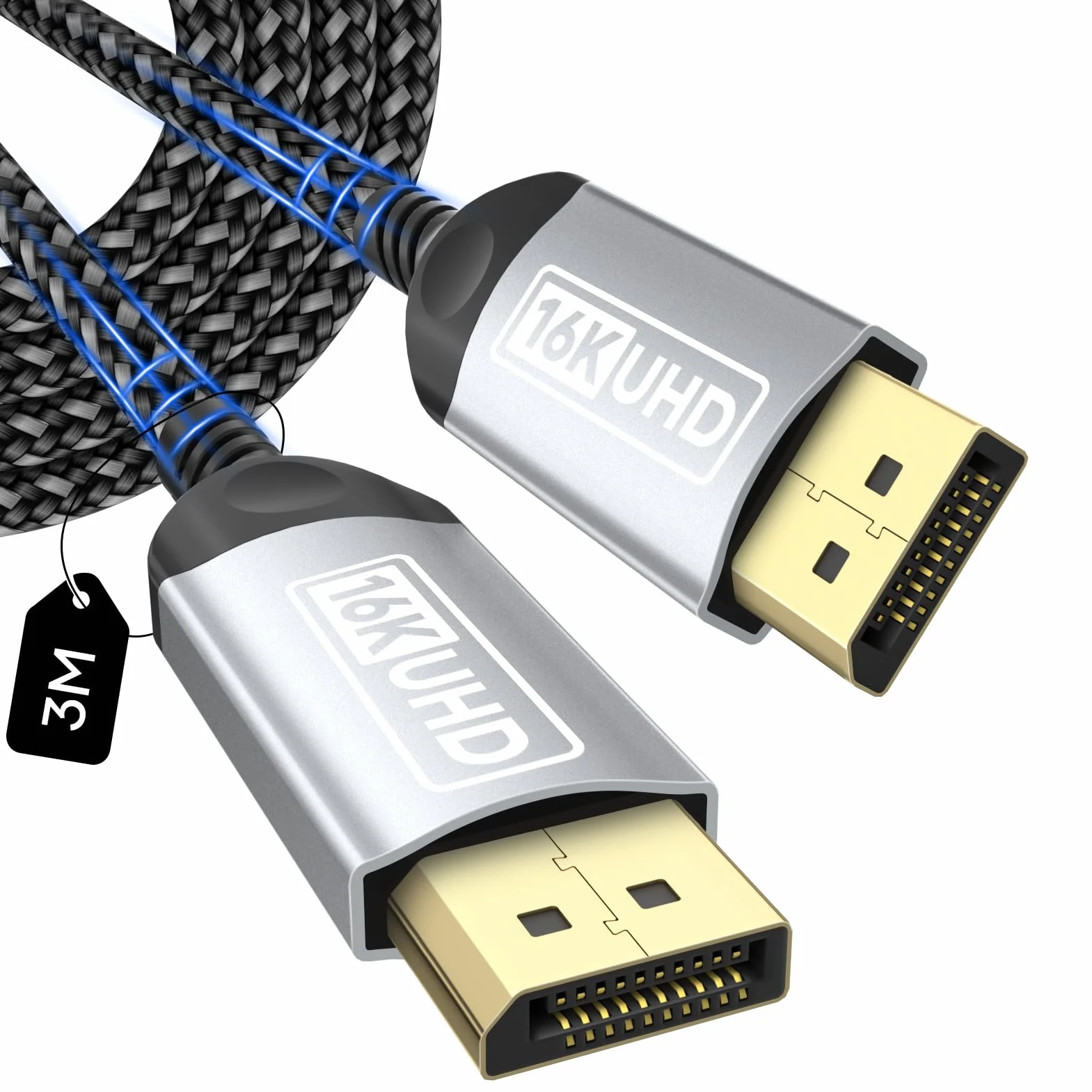 Câble DisplayPort 2.1 16K 3M DP vers DP 80Gbps HDCP 2.3 HDR DSC 1.2a