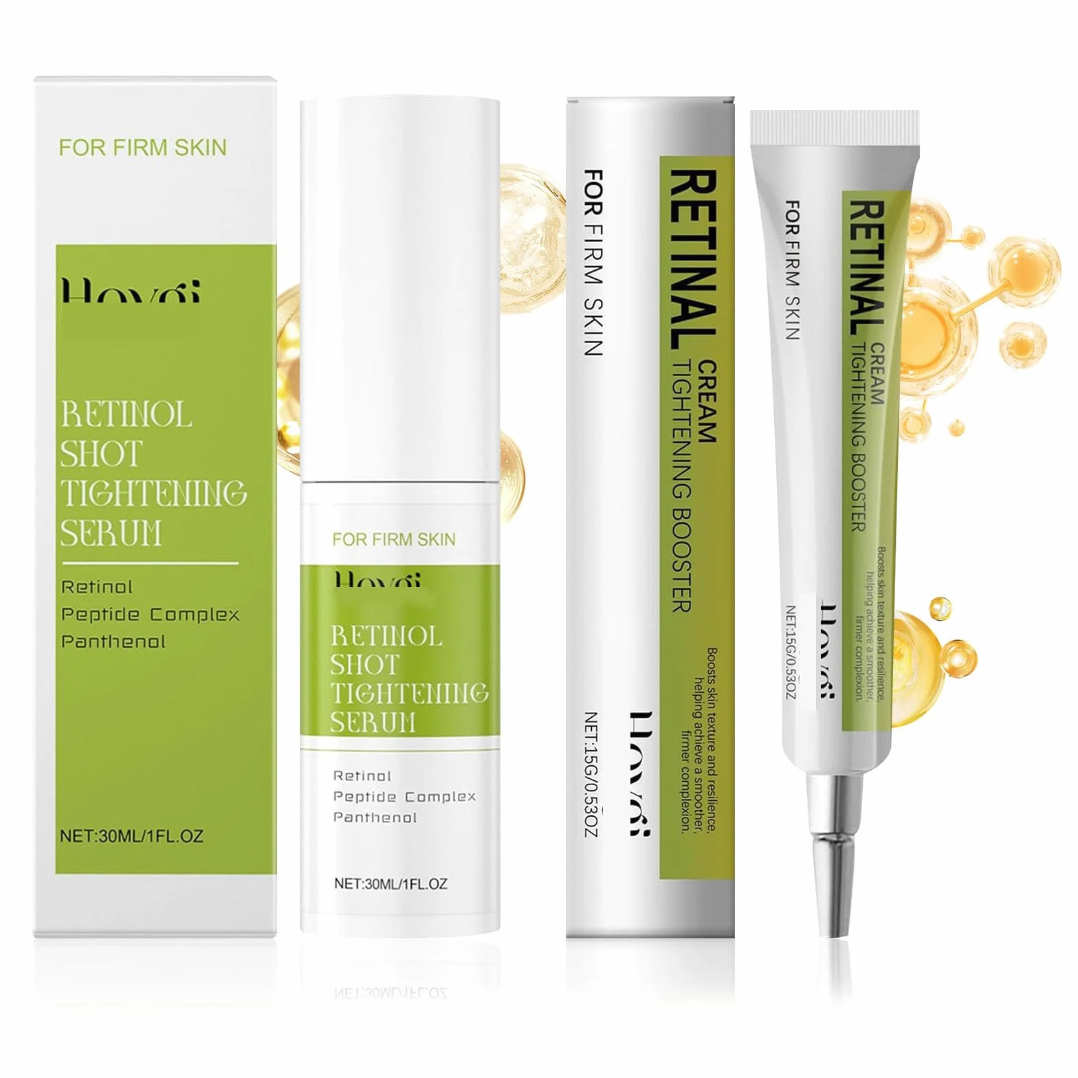 Sérum au Rétinol Raffermissant, 2 Pièces, Rétrécit les Pores, Réduit les Ridules, Convient à Tous les Types de Peau