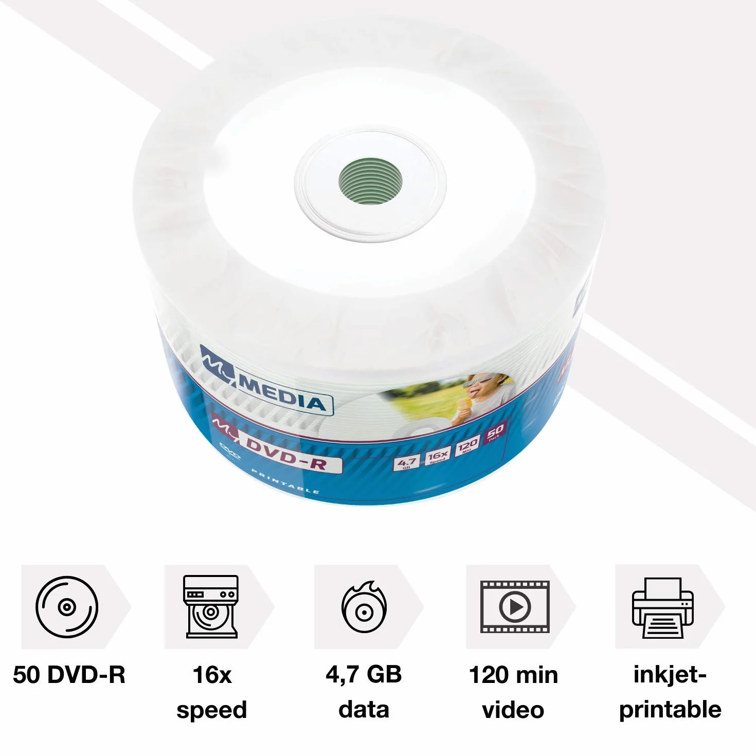 DVD-R Vierge Imprimable Lot de 50 4.7 Go 16x