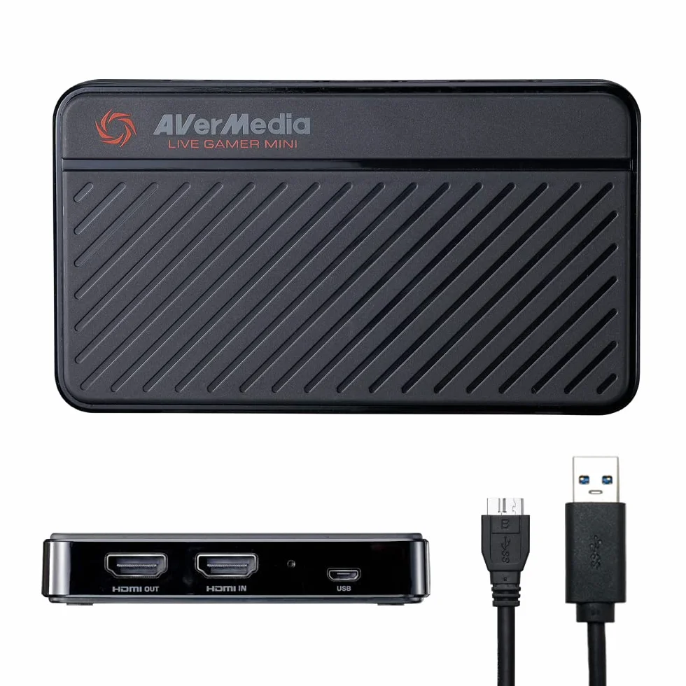 AVerMedia Live Gamer MINI GC311, Pass-Through full HD 1080p60, Carte de capture de jeu USB 2.0, Encodeur matériel, Plug & Play, Pour les débutants, Switch, PS4, Xbox, iPhone, iPad
