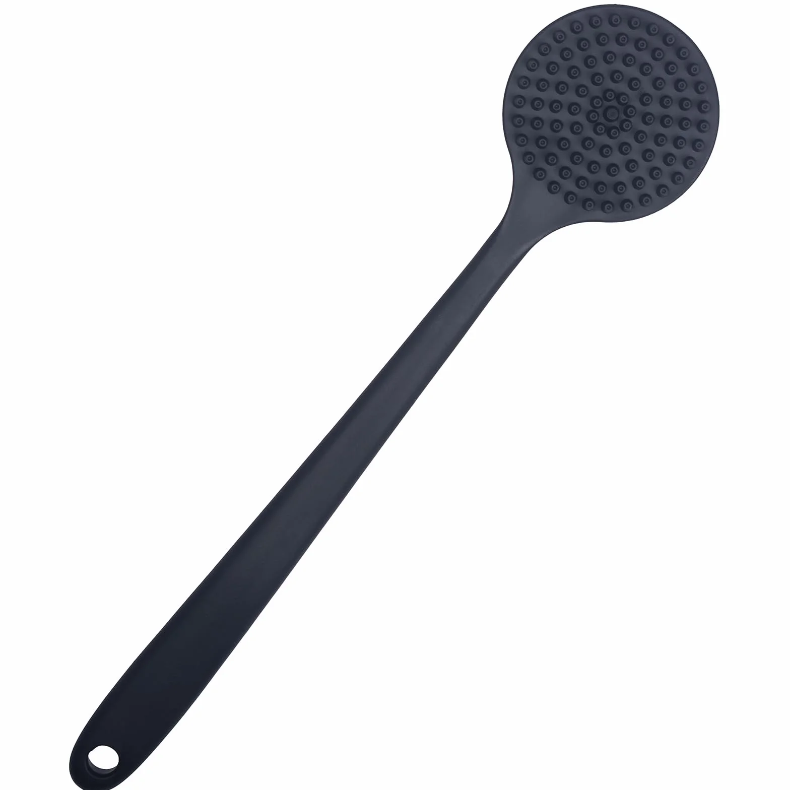 Brosse à dos pour douche en silicone souple avec long manche, sans BPA, hypoallergénique noir