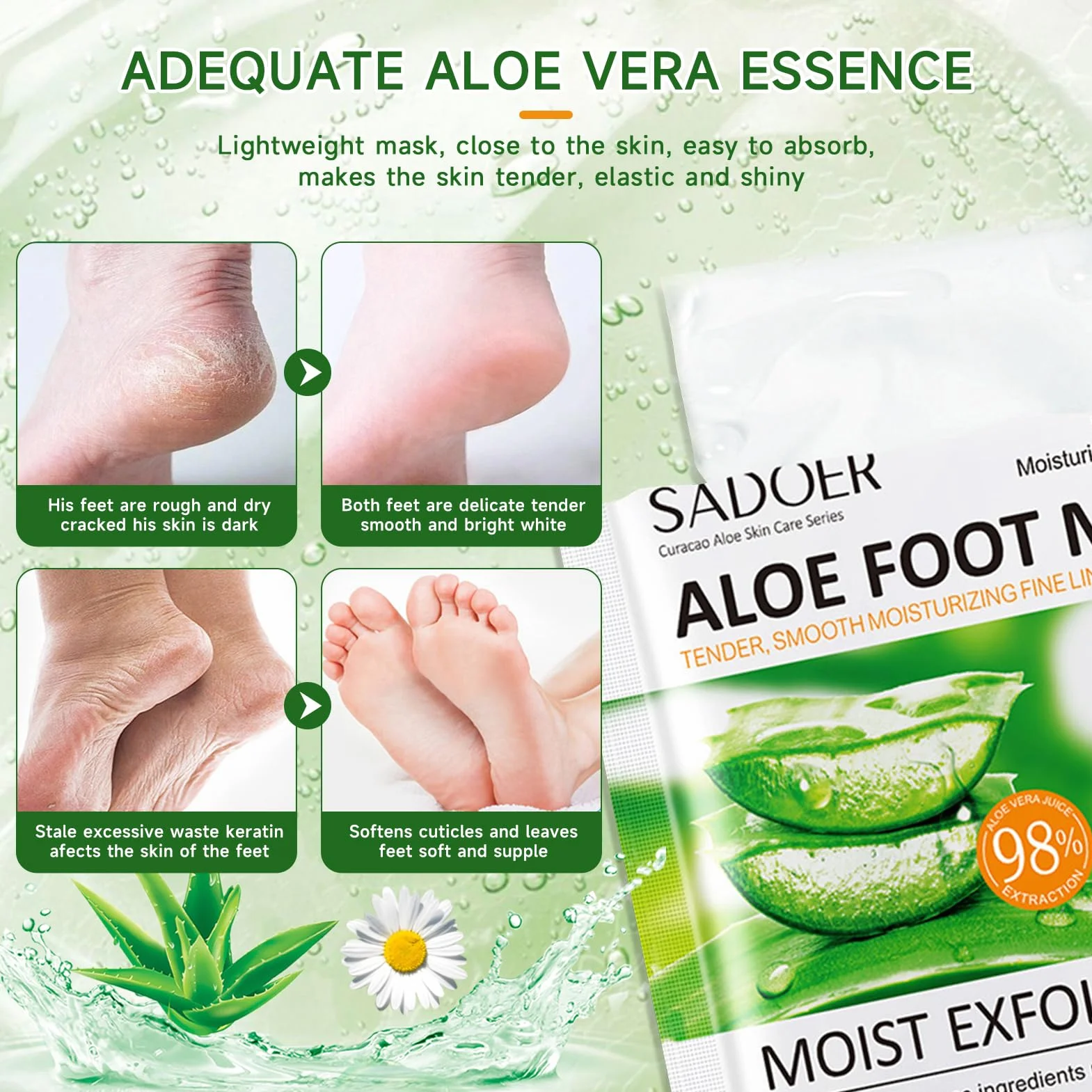 Masque Peeling Pied Aloe Vera Exfoliant Nourrissant Hydratant pour Femmes Hommes