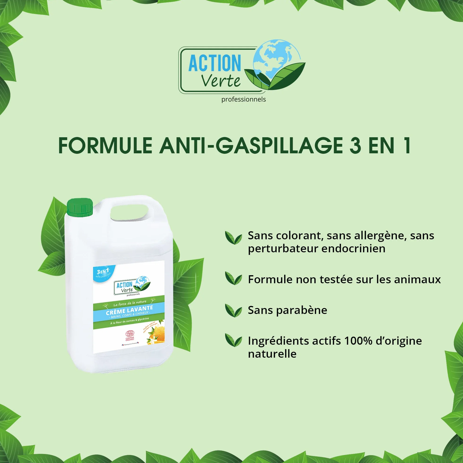 Crème lavante 5L Ecocert naturelle parfum fleur d'oranger et miel Fabrication française