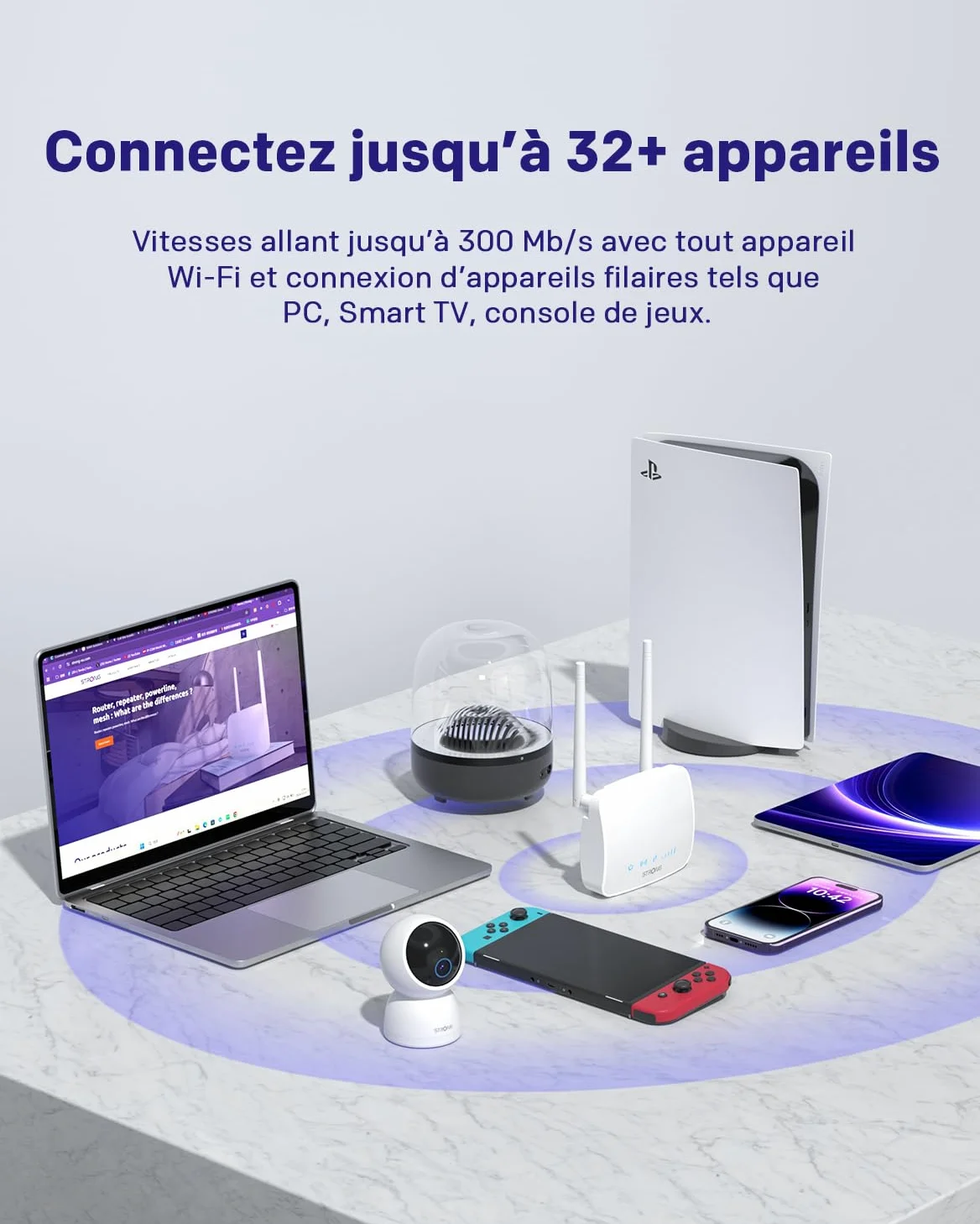STRONG Routeur 4G LTE, Routeur WiFi N300 supportant Les Cartes SIM, Cat 4 jusqu'à 150Mbit/s, 2 antennes externes, Port LAN Ethernet, Gestion complète du Code PIN, WPA/WPA2, WPS, Plug and Play