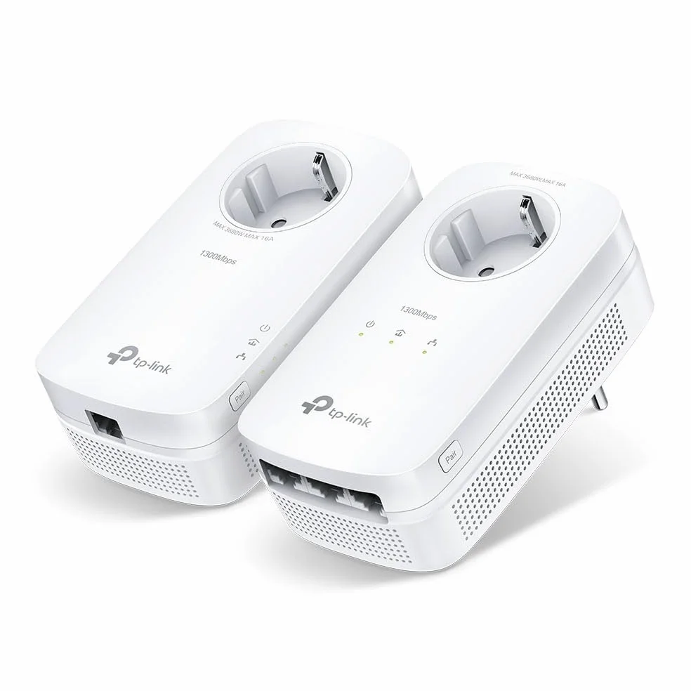 TP-Link Av1300 - Gigabit Passthrough Powerline Starter Kit - Bridge - Gige, Homeplug Av (hpav), Homeplug Av (hpav) 2.0, Ieee 1901 - An Wandsteckdose
