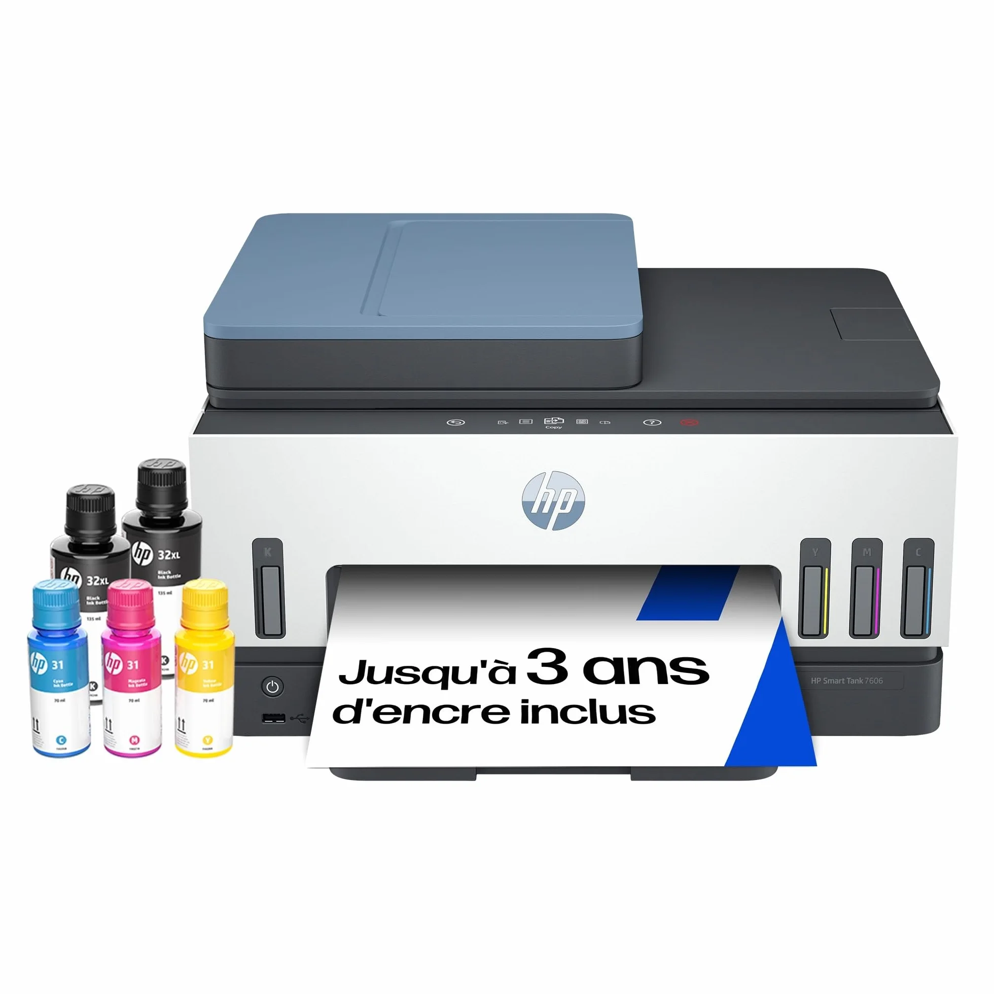 HP Smart Tank 7606 Imprimante Multifonction A4 Réservoir Encre Rechargeable Couleur Scanner Photocopieur Fax Wi-Fi
