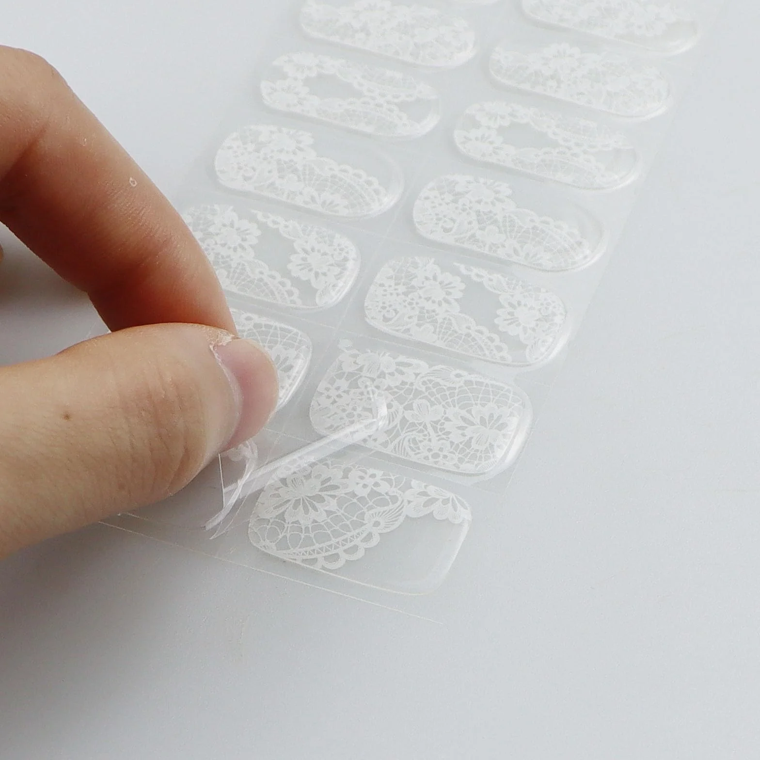 JMEOWIO Fleur Blanche Gel Nail Stickers Semi-durci Autocollant Ongle Gel Uv Deco Nail Art Manucure