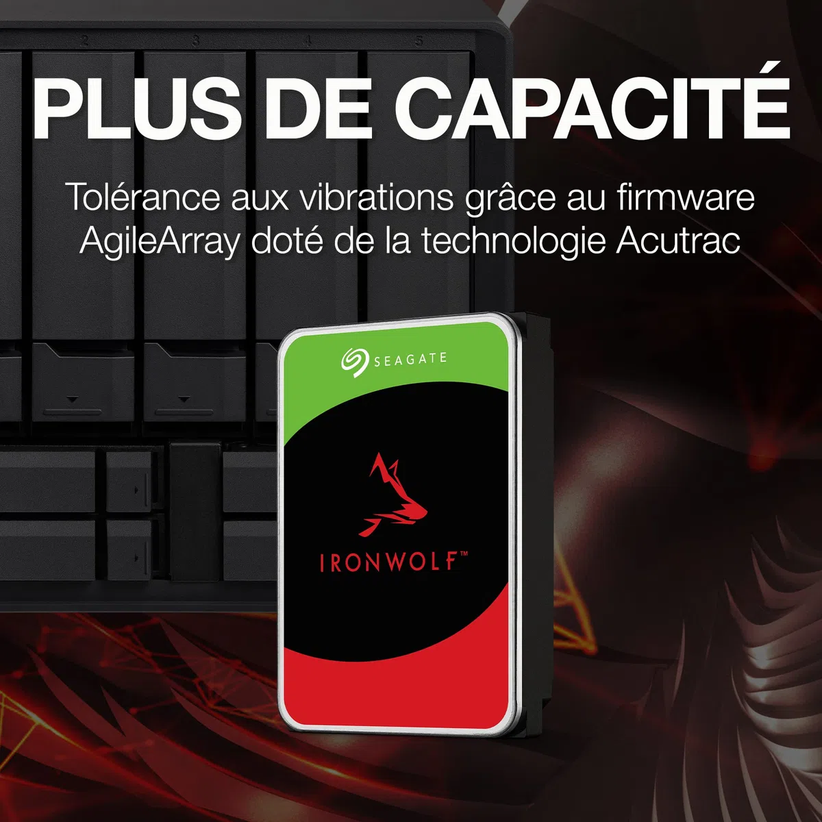 Seagate IronWolf 10To, Disque dur interne NAS HDD, CMR 3.5 Pouces, SATA 6 Goits/s 7 200 tr/min, 256 Mo de mémoire cache, pour NAS RAID, Ouverture Facile, Services Rescue (ST10000VNZ00)