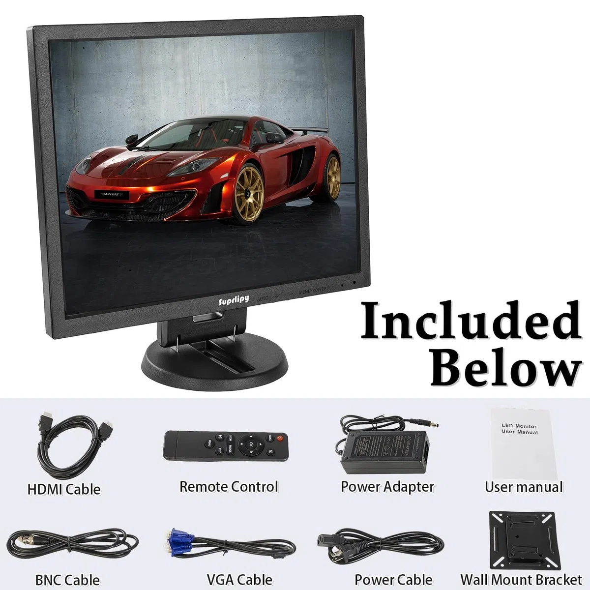 14 Pouce TFT LCD Sécurité CCTV Moniteur 1024x768 4:3 Résolution d'écran Couleur HDMI VGA BNC AV Entrée avec télécommande Haut-parleurs intégrés pour caméra de Surveillance DVR PC