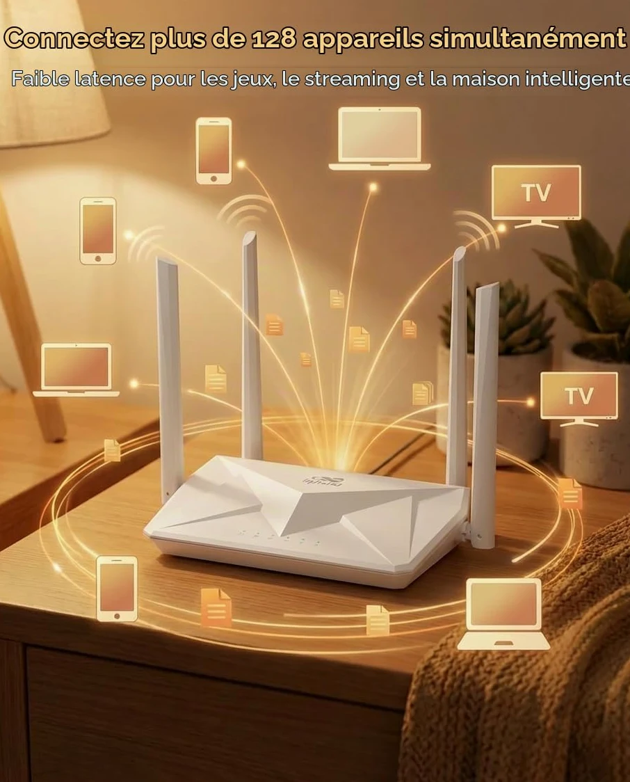 InHand Networks AX3000 Routeur Wi-FI 6 Jusqu'à 3000 Mbps Dual Band, 4 Ports GbE LAN/WAN,160Mhz, MU-MIMO,OFDMA, WPA3 Sécurité d'entreprise, pour Le Streaming et vidéo 4k/8K, contrôle Parental
