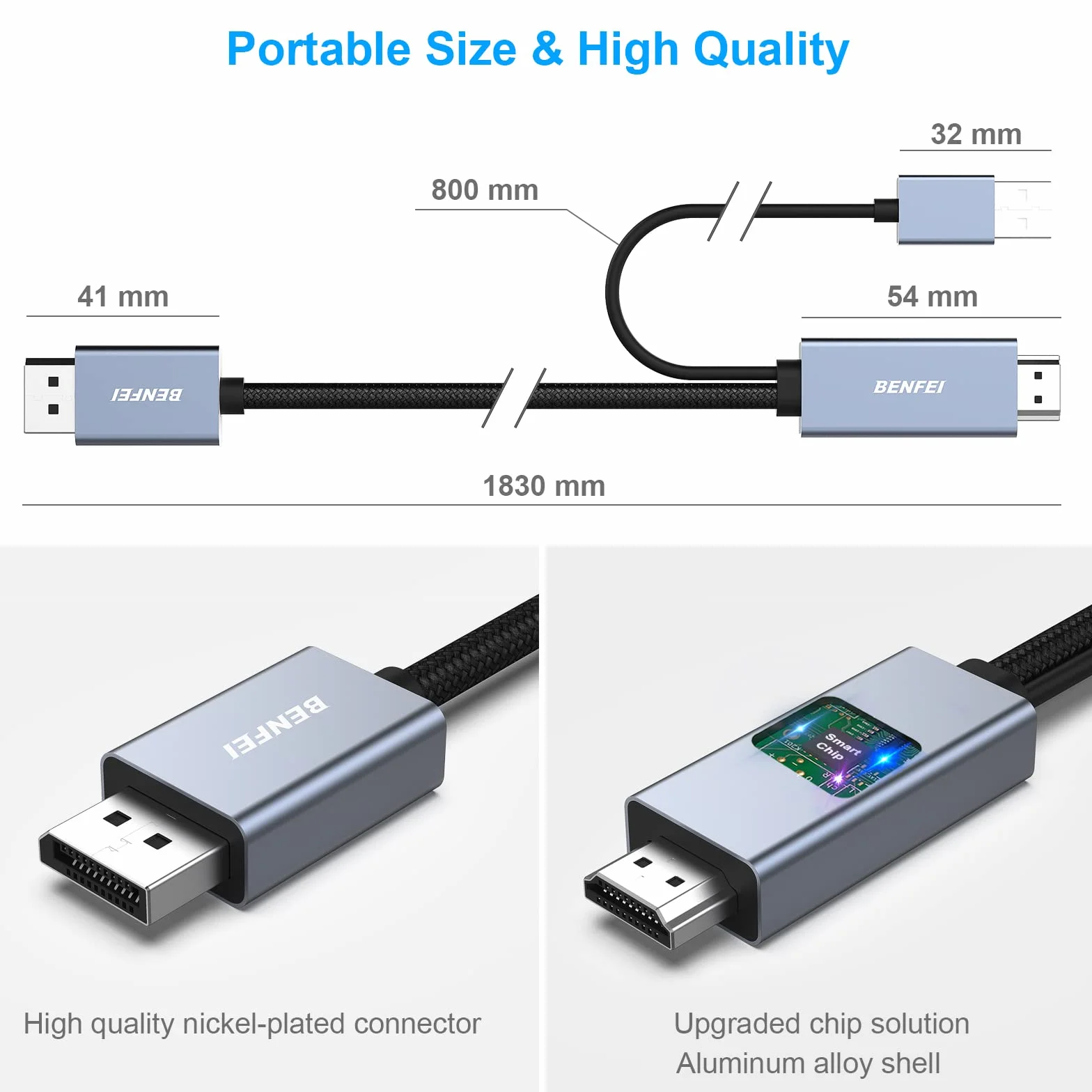 BENFEI Câble HDMI vers DisplayPort 4K@60Hz 2K@144Hz 1080P@165Hz 1.83M