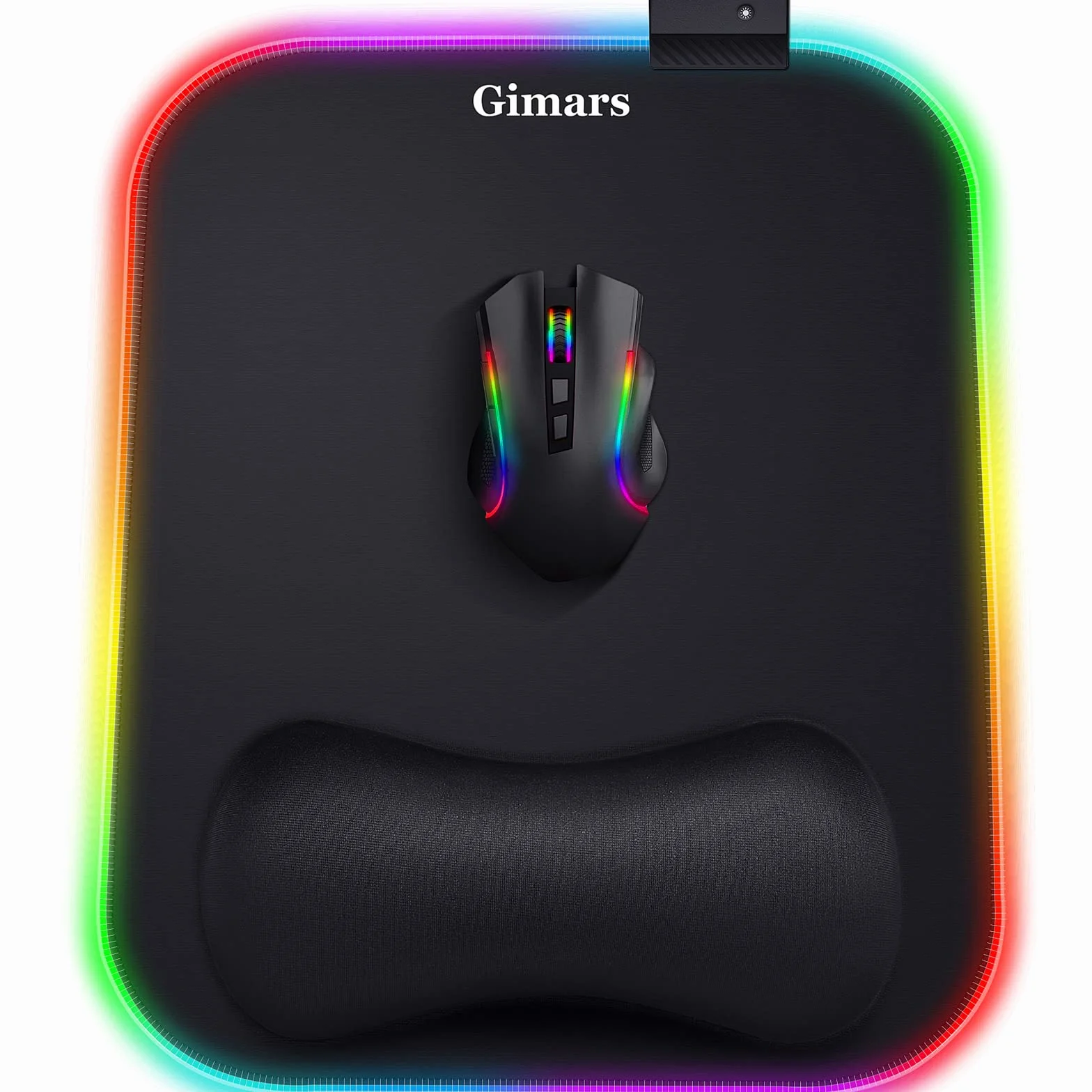 Gimars Tapis de Souris Gaming RGB 305x254mm XL Repose Poignet Gel Base Antidérapante Tissu Lycra