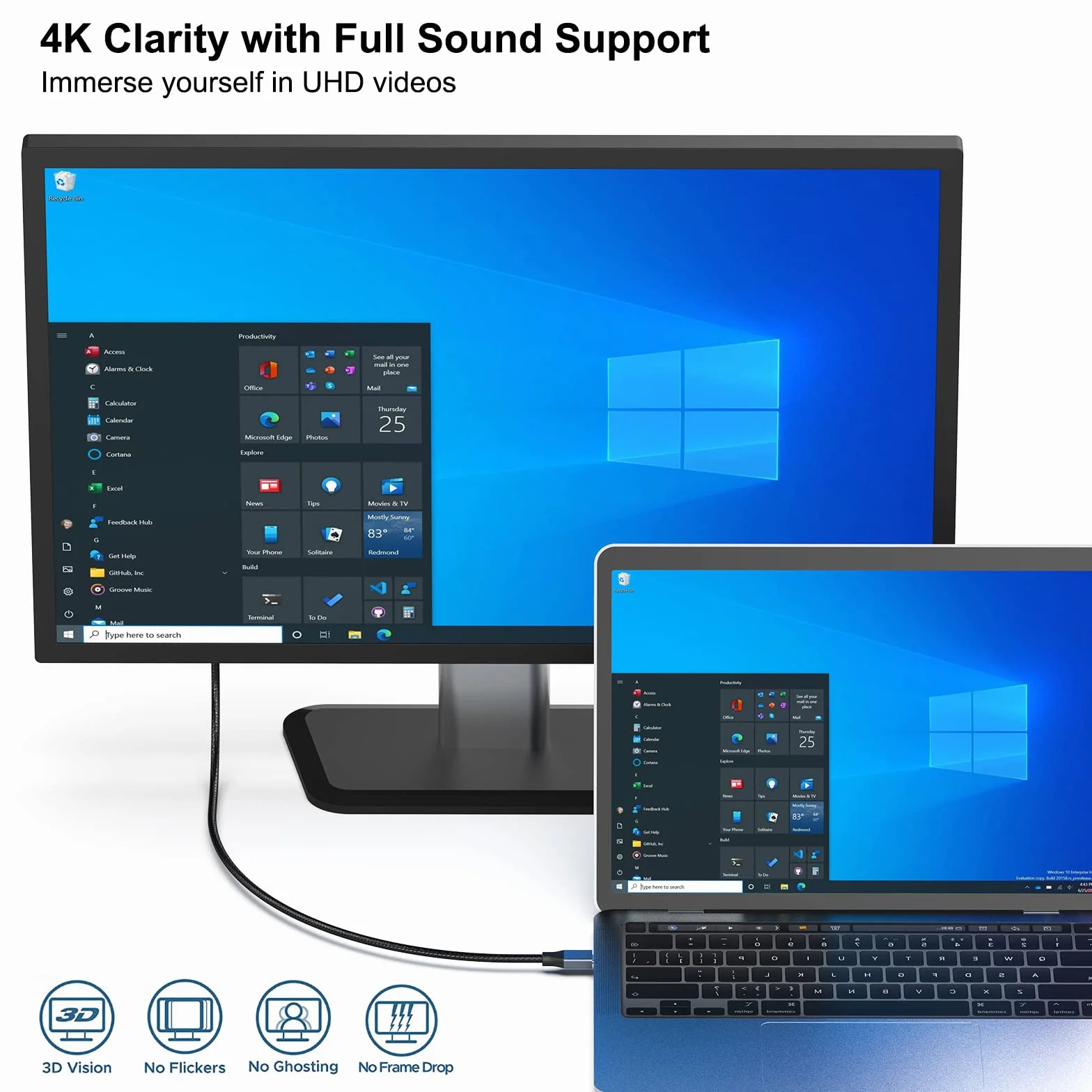 BENFEI Câble USB C vers DisplayPort 8K@60Hz 4K@144Hz, Thunderbolt 3/4, 1.8m Nylon Aluminium