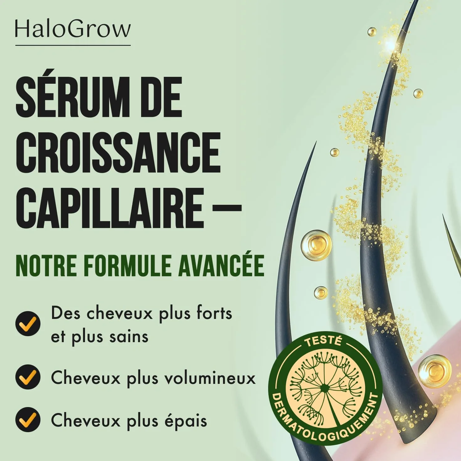 Serum Pousse Cheveux Spray à la Biotine, Caféine, Huile de Ricin et Aminexil - Favorise la Pousse Rapide (3 mois)