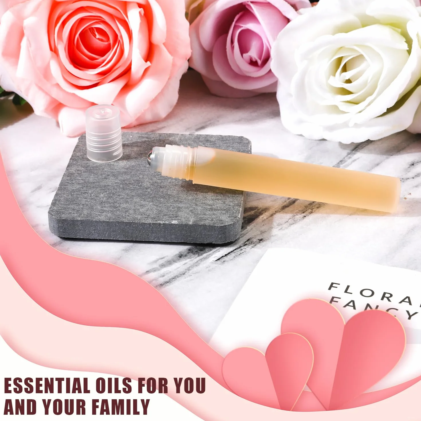 6pcs Essential Oil Roller Bottle 10 ml Potable Roll on Flaschen avec Tube Distributeur Flacons à Roulettes Plastique Mat Cosmétiques Rechargeables Flacon de Parfum à Bille Roulante Voyage