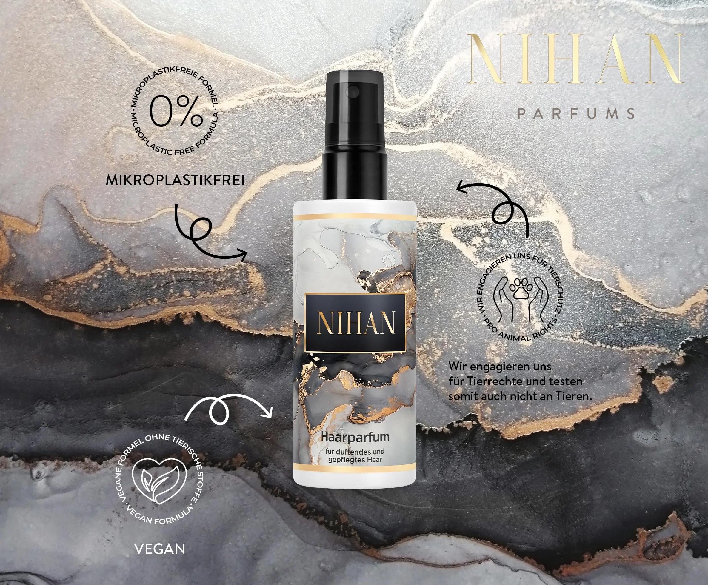 NIHAN Black Parfum pour cheveux 100 ml