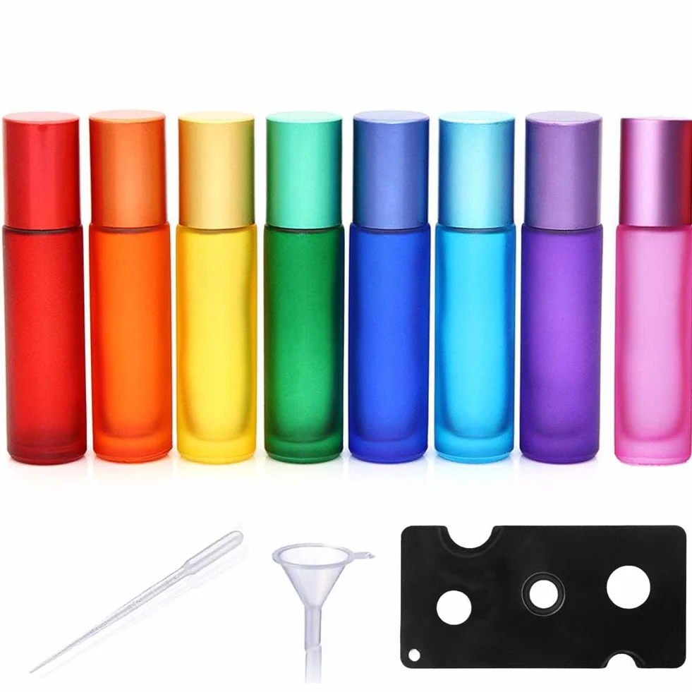 Lot de 8 Roll On Huile Essentielle Vide Bouteille 10ML, Bouteilles en Verre, Flacon Rechargeable pour Parfum Massage