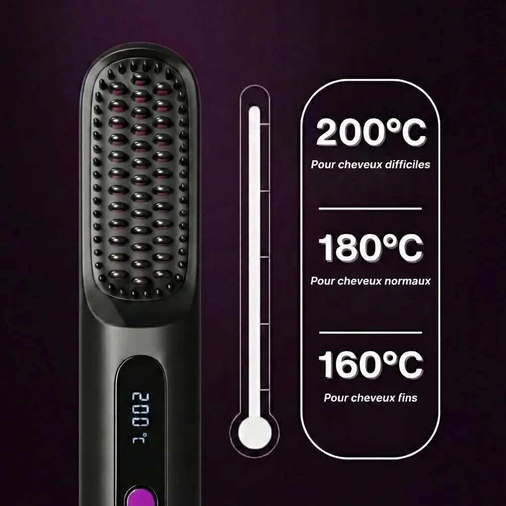 Brosse Cocoony pour Cheveux Courts, Volume Coiffe en 2 Minutes, 3 Réglages Température, Chauffage Rapide (Rose)