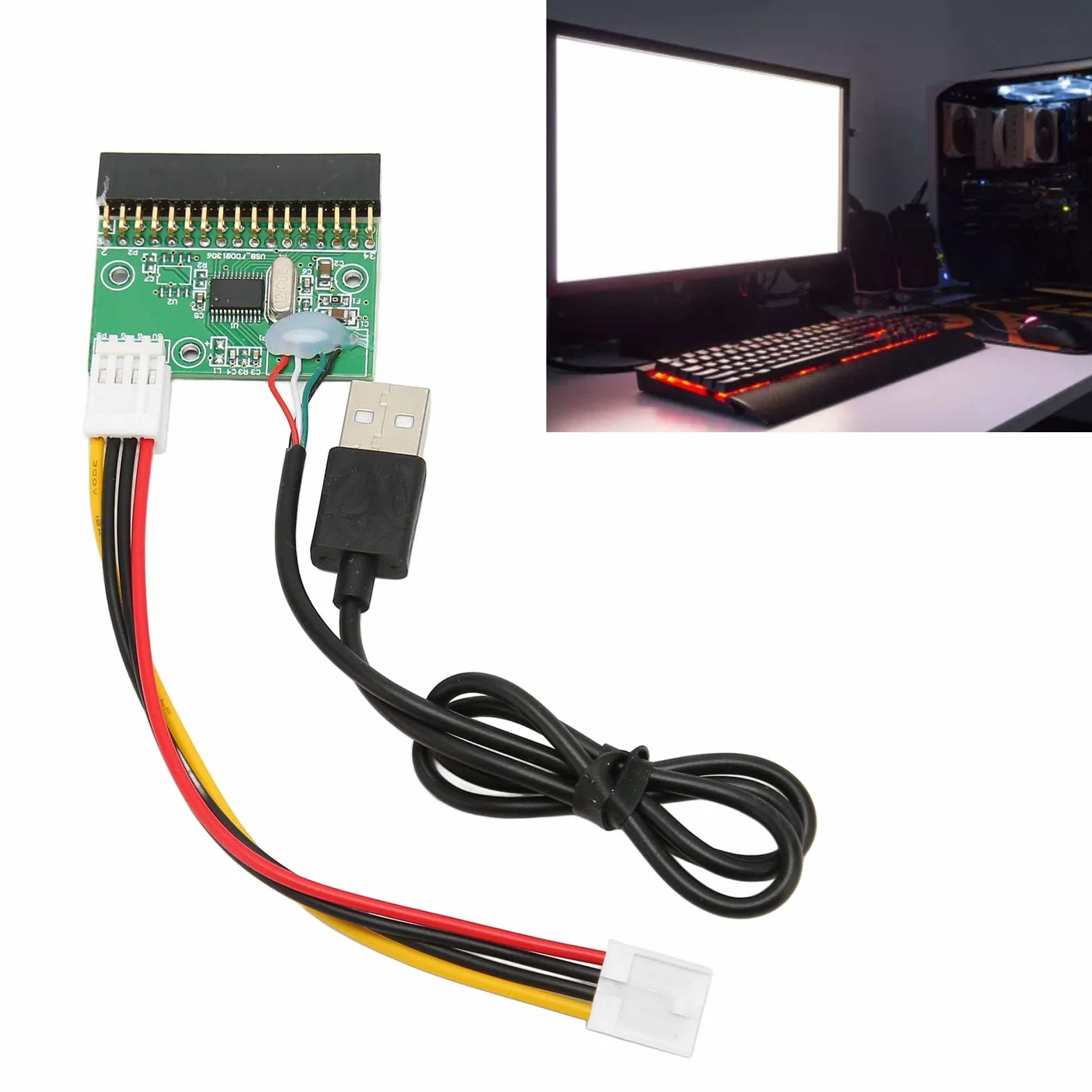 Denash Adaptateur Connecteur Lecteur Disquette 1,44 Mo 3,5 Pouces 34 Broches USB PCB Plug and Play