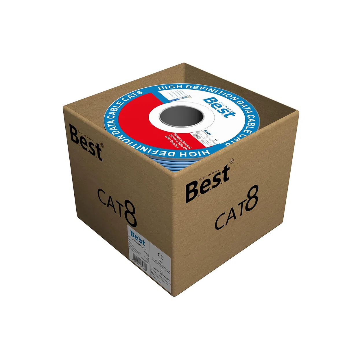 Germany B.e.s.t Câble réseau duplex CAT 8 de 50 m - En cuivre - Câble LAN - Câble Ethernet S/FTP - 40 Gbit/s - Catégorie 8 - En cuivre pur - Câble de données PoE++ LSZH