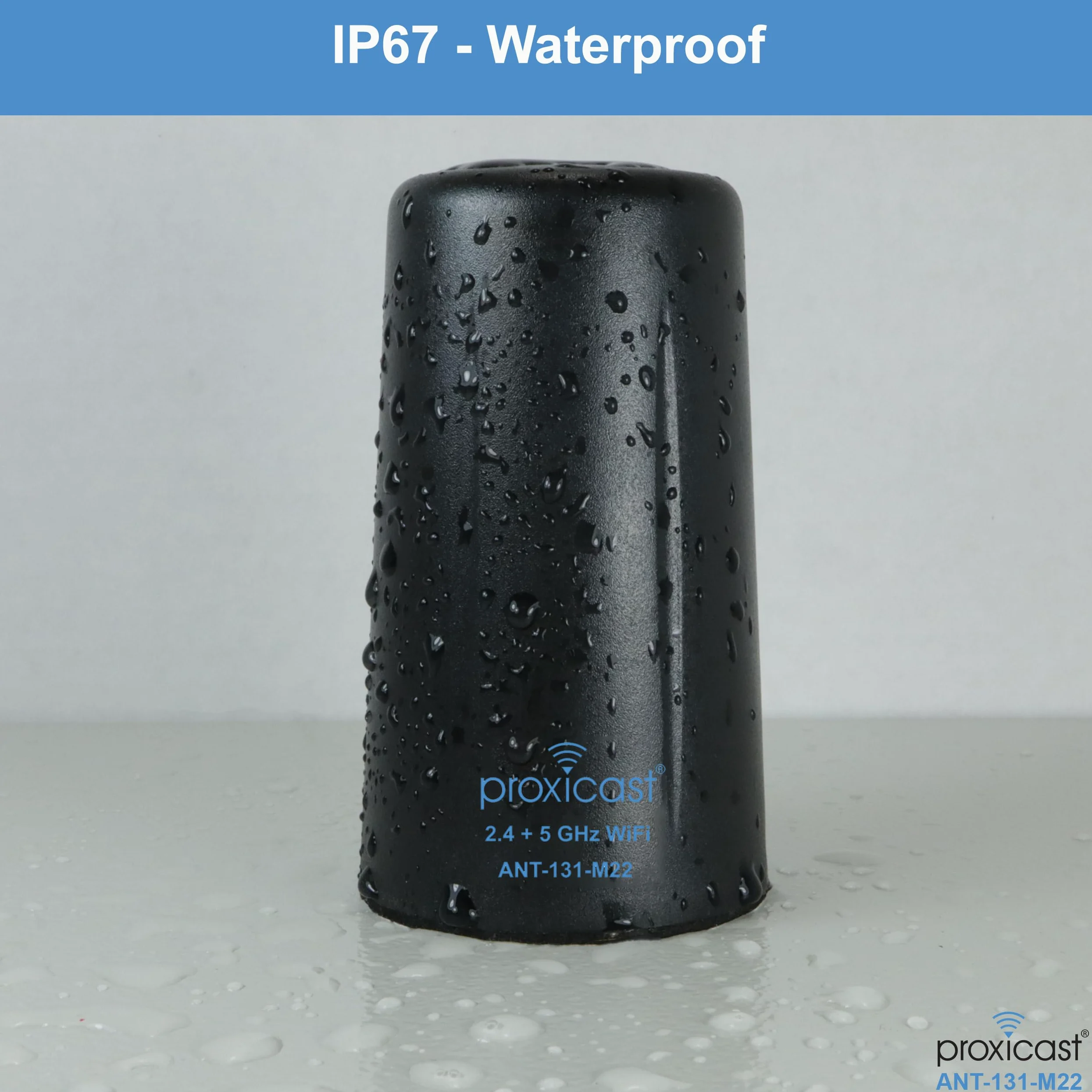 Proxicast Antenne WiFi omnidirectionnelle 2x2 MIMO intérieur/extérieur - Tri-bande 2,4/5,8/6 GHz - Gain 3-5 dBi - Résistant au vandalisme - Profil bas fixe - Câble coaxial de 3 m avec RP-SMA (ANT-131