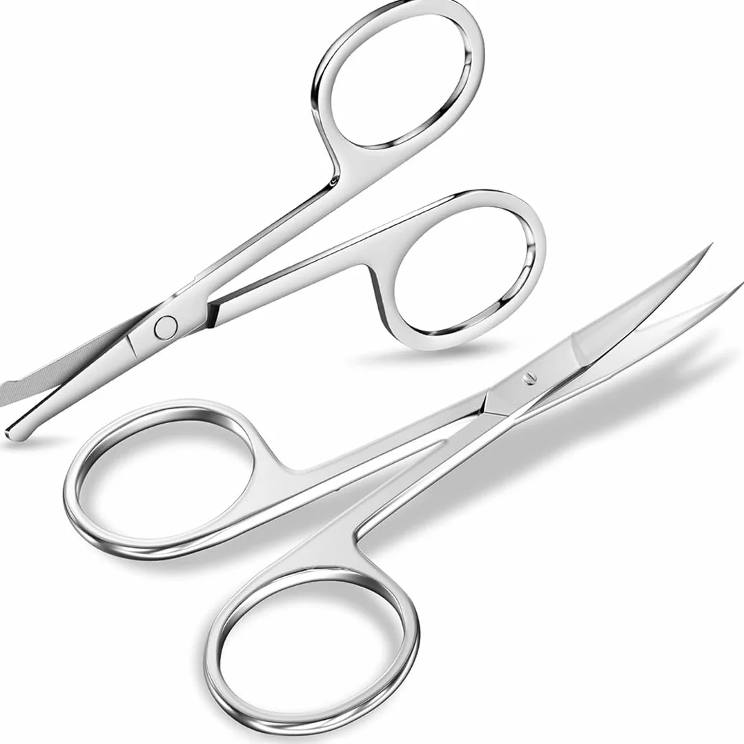 Lot de 2 ciseaux de manucure professionnels acier inoxydable extra tranchants pour ongles et cuticules