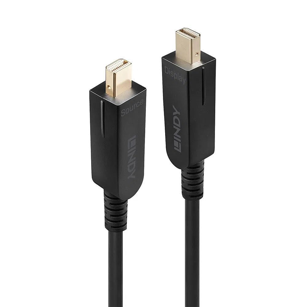 LINDY Câble Mini DisplayPort 1.4 Hybride Fibre Optique avec connecteurs DP Détachables, 10m