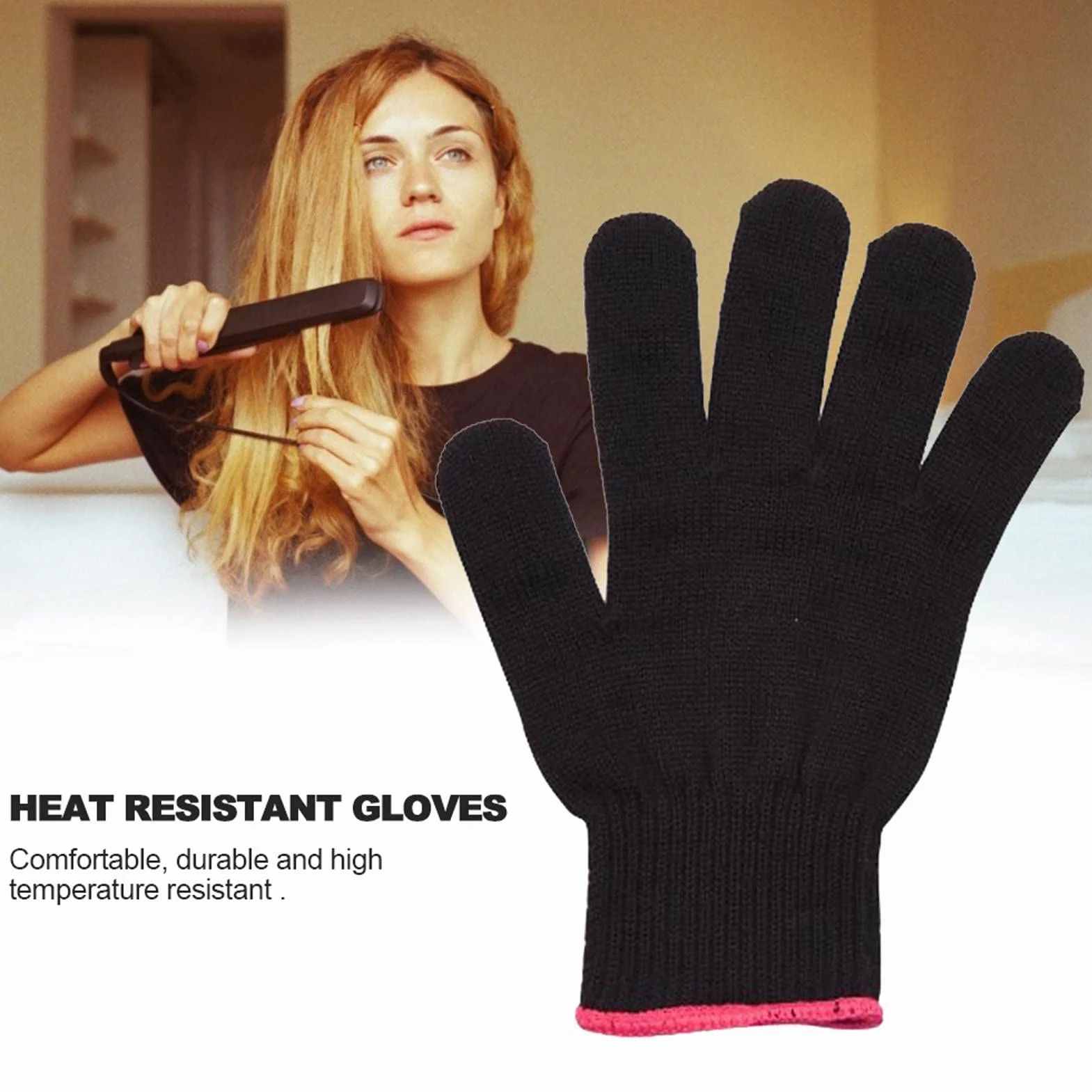 Gants Anti Chaleur Coiffure Résistants À La Chaleur Reutilisable Professionnel pour Cheveux avec Fers à Lisser Boucler Cuisine Travail